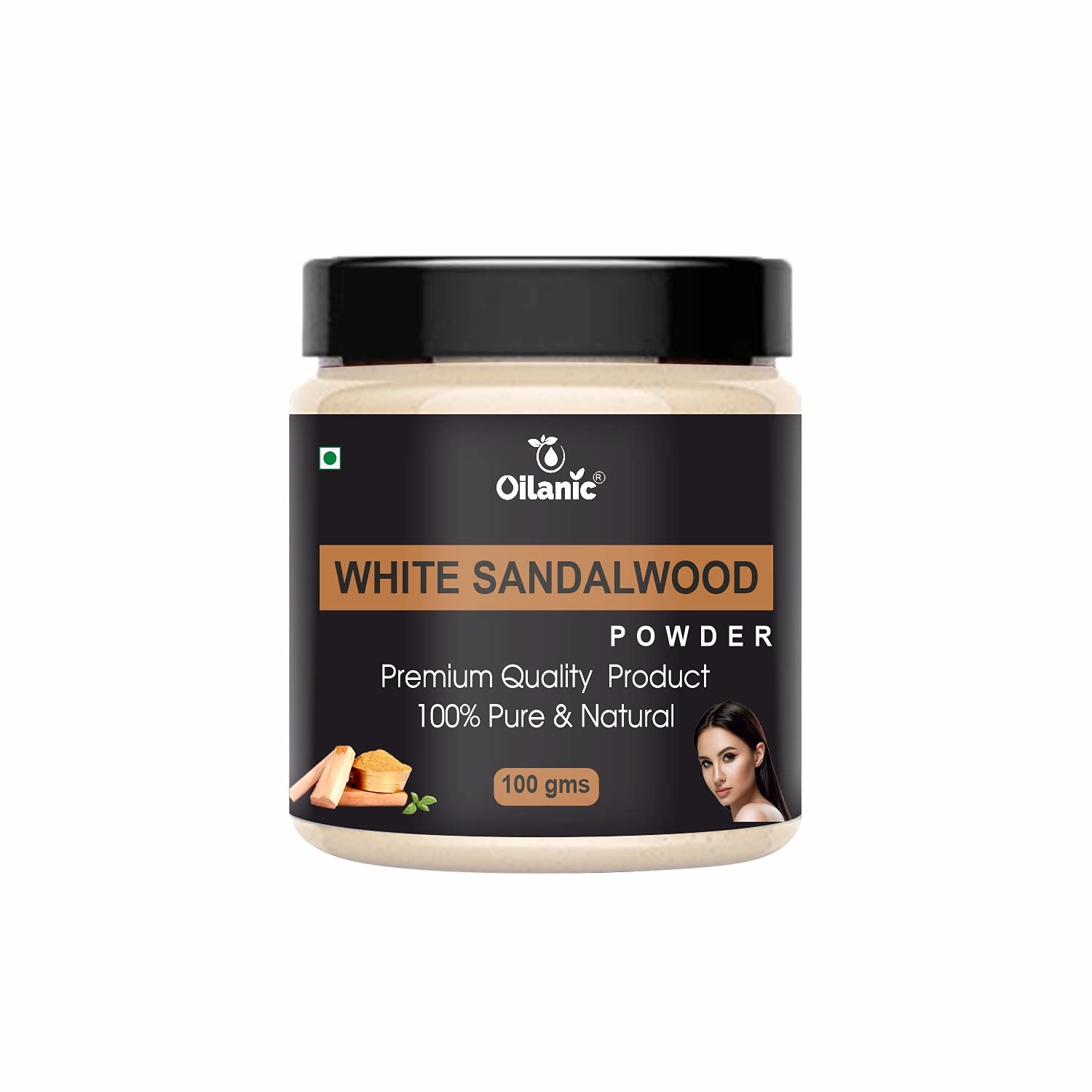 Oilanic 100% Pure Natural White Sandalwood Powder for Skin Brightening & Glow - 100g | Fine Grade Face Pack for Soothing Cooling Mask | Herbal Beauty Care for Acne, Dark Spots & Dull Skin | Perfect for DIY Spa, Ayurvedic Treatments & Skincare Routine