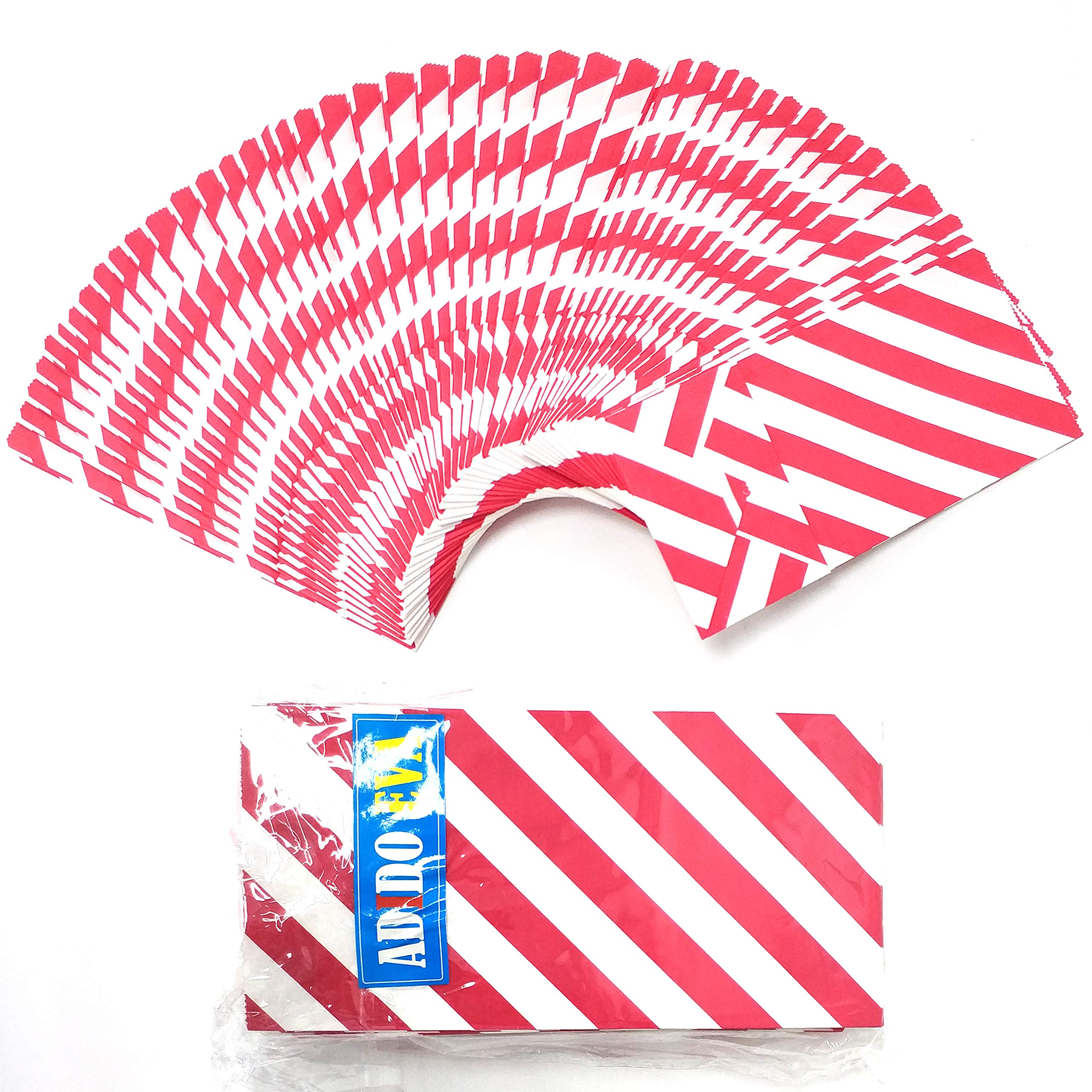 Red Striped Mini Paper Party Favor Bags - 50 Pack (3.5×2.3×7 inches) for Kids Birthday Party, Baby Shower & Wedding Favors - Perfect for Candy, Gifts & Goodies