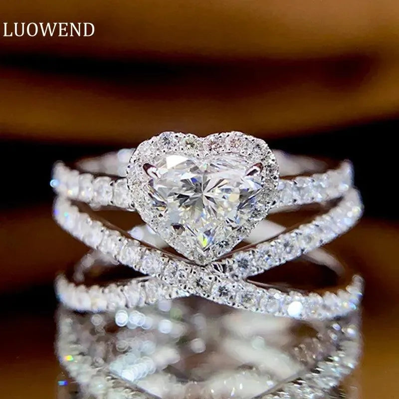 18K White Gold Heart-Shaped Diamond Engagement Ring for Women - Luxury Wedding Jewelry with Real Natural Diamonds | Perfect for Proposals, Anniversaries & Special Occasions