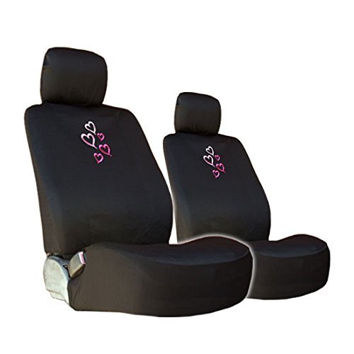 Premium Pink & Red Heart Car Seat Covers with Matching Headrest Protectors & Floor Mats - Valentine's Day Gift Set for Couples - Perfect for Date Nights & Romantic Road Trips
