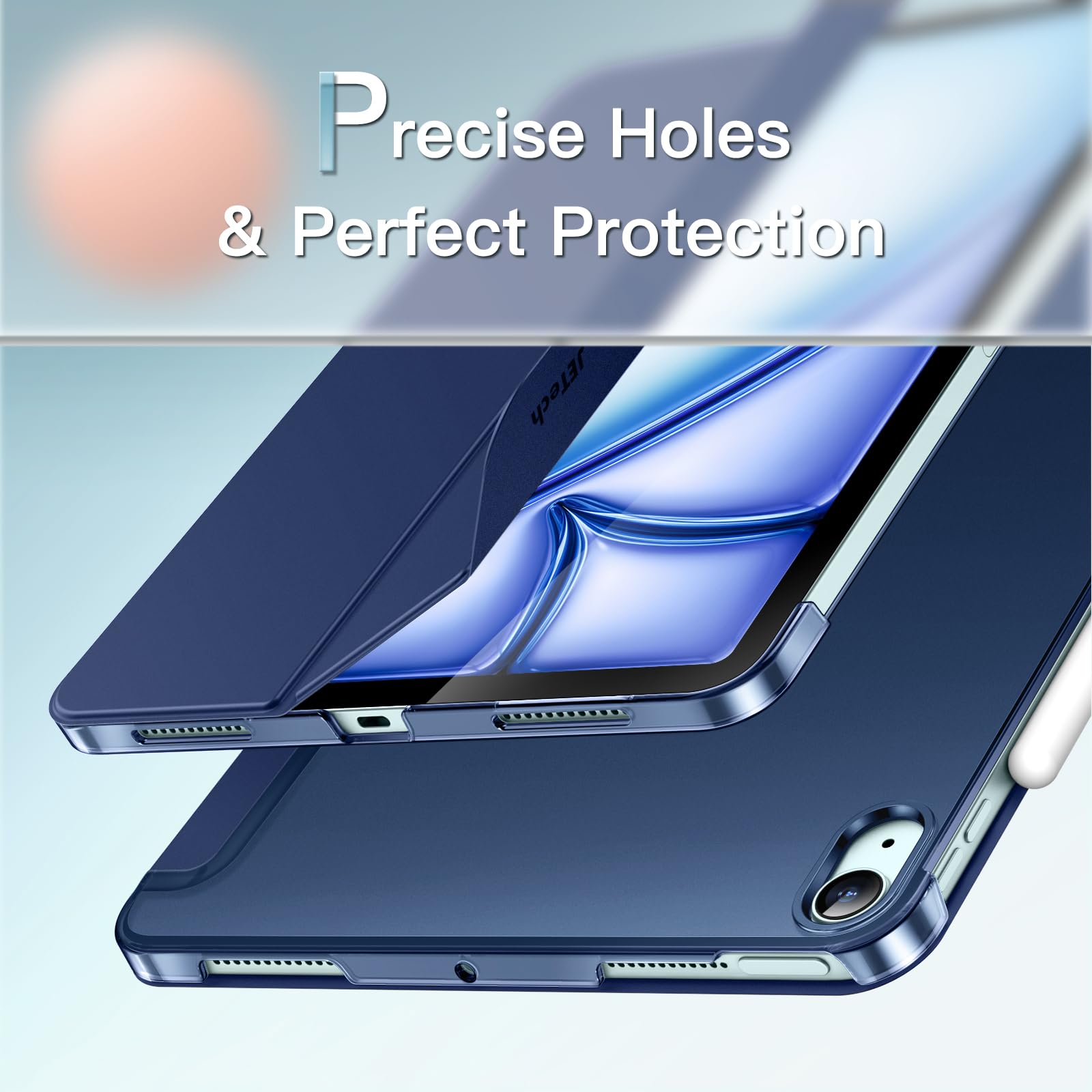 JETech Slim Stand Hard Back Shell Case for iPad Air 11-Inch M3/M2 (2025/2024) & iPad Air 5 (2022 10.9-Inch) - Auto Wake/Sleep Protective Cover (Navy Blue) - Perfect for Work, Travel & Home Use