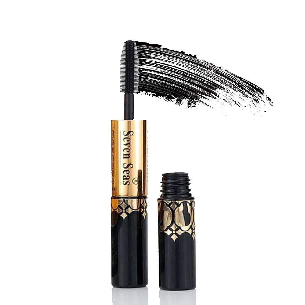 Seven Seas 2-in-1 Eyeliner & Mascara - Waterproof, Smudge-Proof for Longer, Thicker Lashes | Intense Black Finish | Clump-Free, Easy Wash Off | Cruelty-Free & Vegan | Perfect for Daily Makeup, Parties & Special Occasions