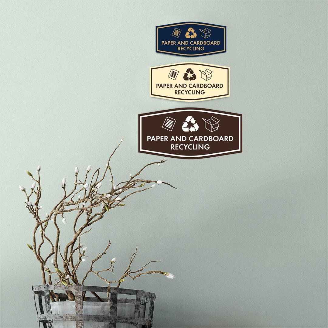 Eco-Friendly Brushed Gold Paper & Cardboard Recycling Sign - Large Wall Decal for Office, School & Home Sustainability Awareness