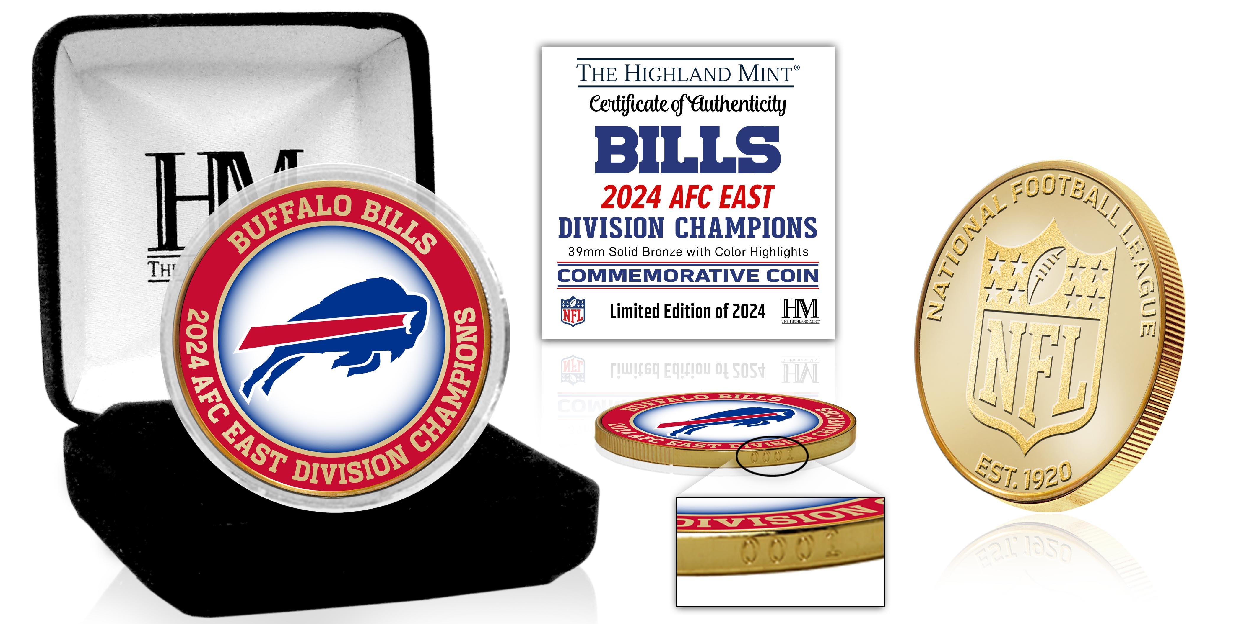 Buffalo Bills AFC East Division Champions Commemorative Bronze Coin - Perfect for NFL Fans, Collectors, and Sports Memorabilia Displays
