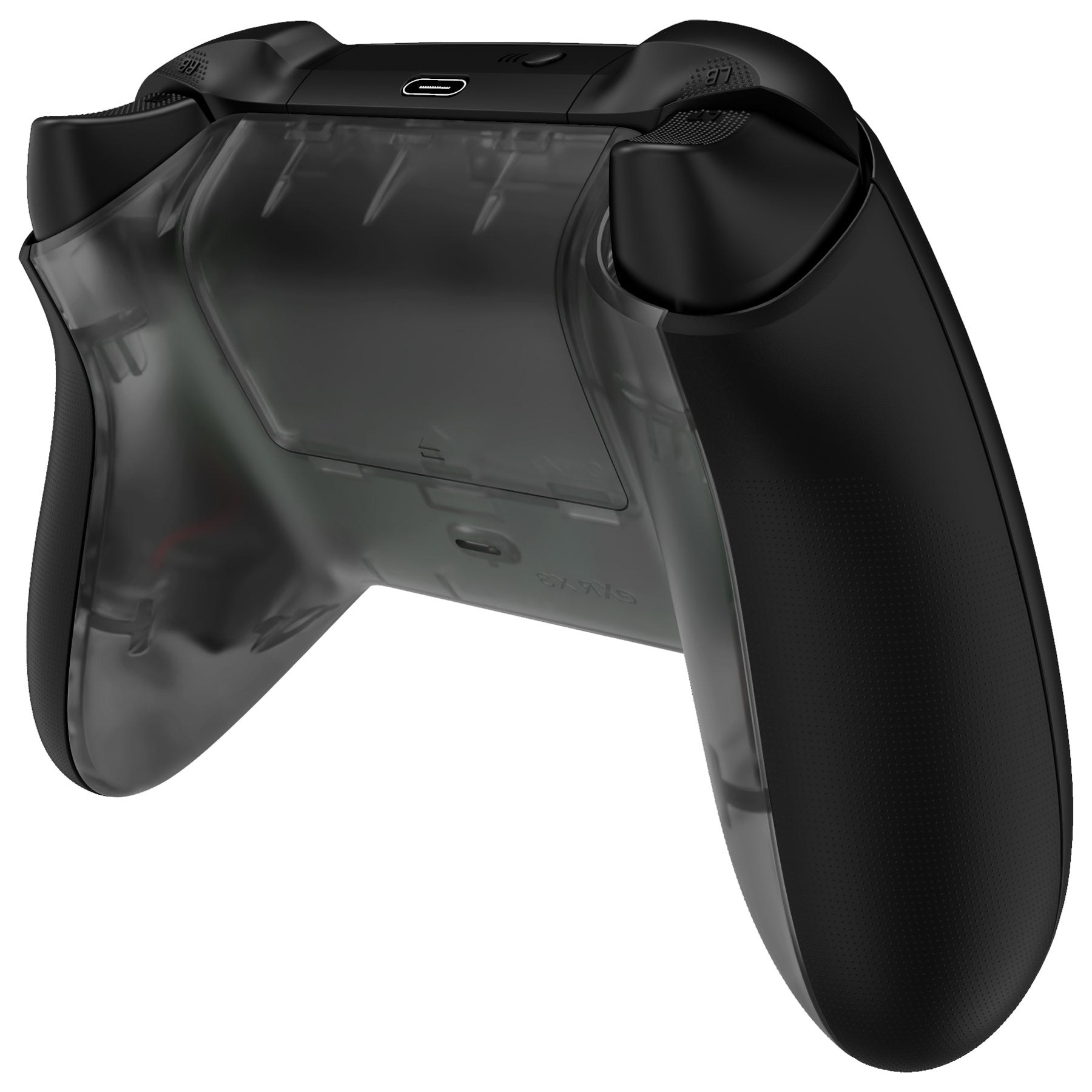 eXtremeRate Clear Black Custom Bottom Shell with Battery Cover for Xbox Series S/X Controller - DIY Replacement Backplate for Xbox Core Controller Model 1914 (Controller & Side Rails Not Included) - Perfect for Gaming Enthusiasts & Custom Mods