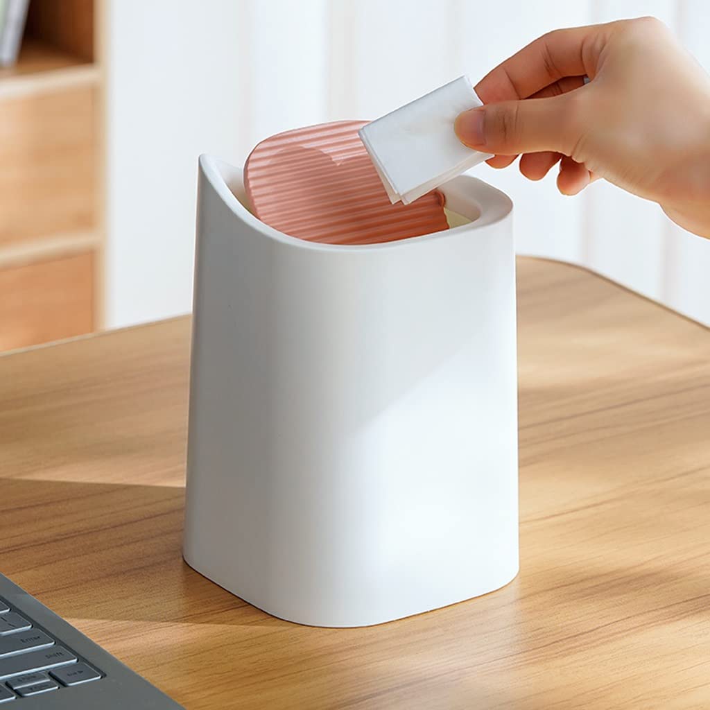 TOMYEUS Mini Desktop Trash Can - Small Plastic Waste Bin with Lid for Home, Office & Car - Compact Garbage Can for Countertops, Desks & Vehicles (Yellow) - Perfect for Workspaces, Bedrooms & Small Spaces