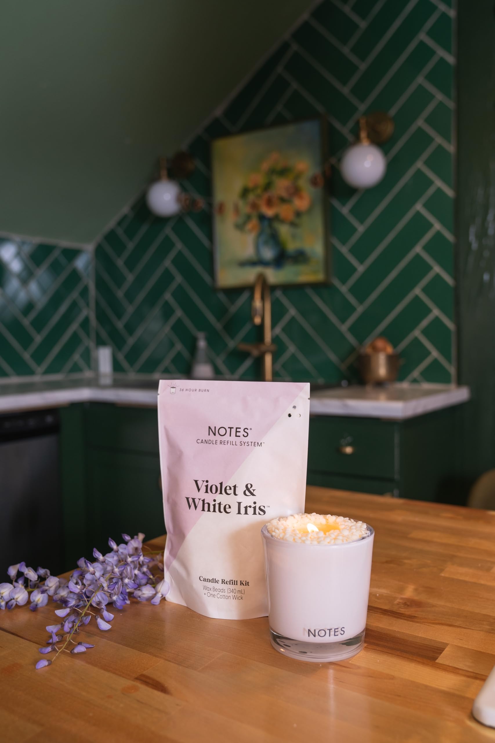 Sustainable Candle Starter Kit - Watery Floral Duo | Refillable & Reusable Candles with 100% Natural Wax | Bamboo Water Lily + Violet White Iris Scented Candles | Perfect for Home Relaxation, Spa Days & Romantic Ambiance