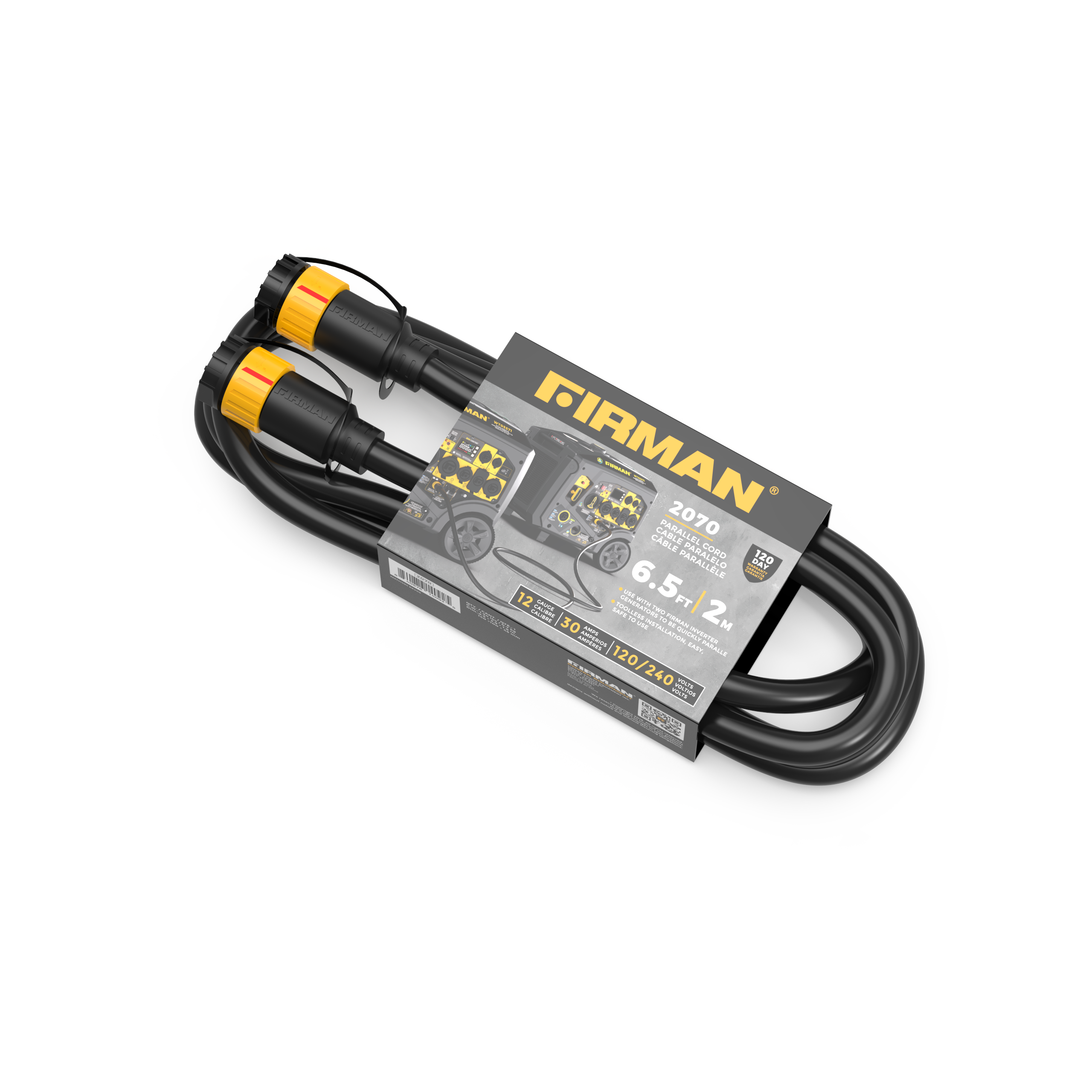 Parallel Cord for FIRMAN 7200W Portable Inverter Generator - 5000W+ Capacity, 120V/240V Dual Voltage - Ideal for Camping, RV Trips & Emergency Power Backup