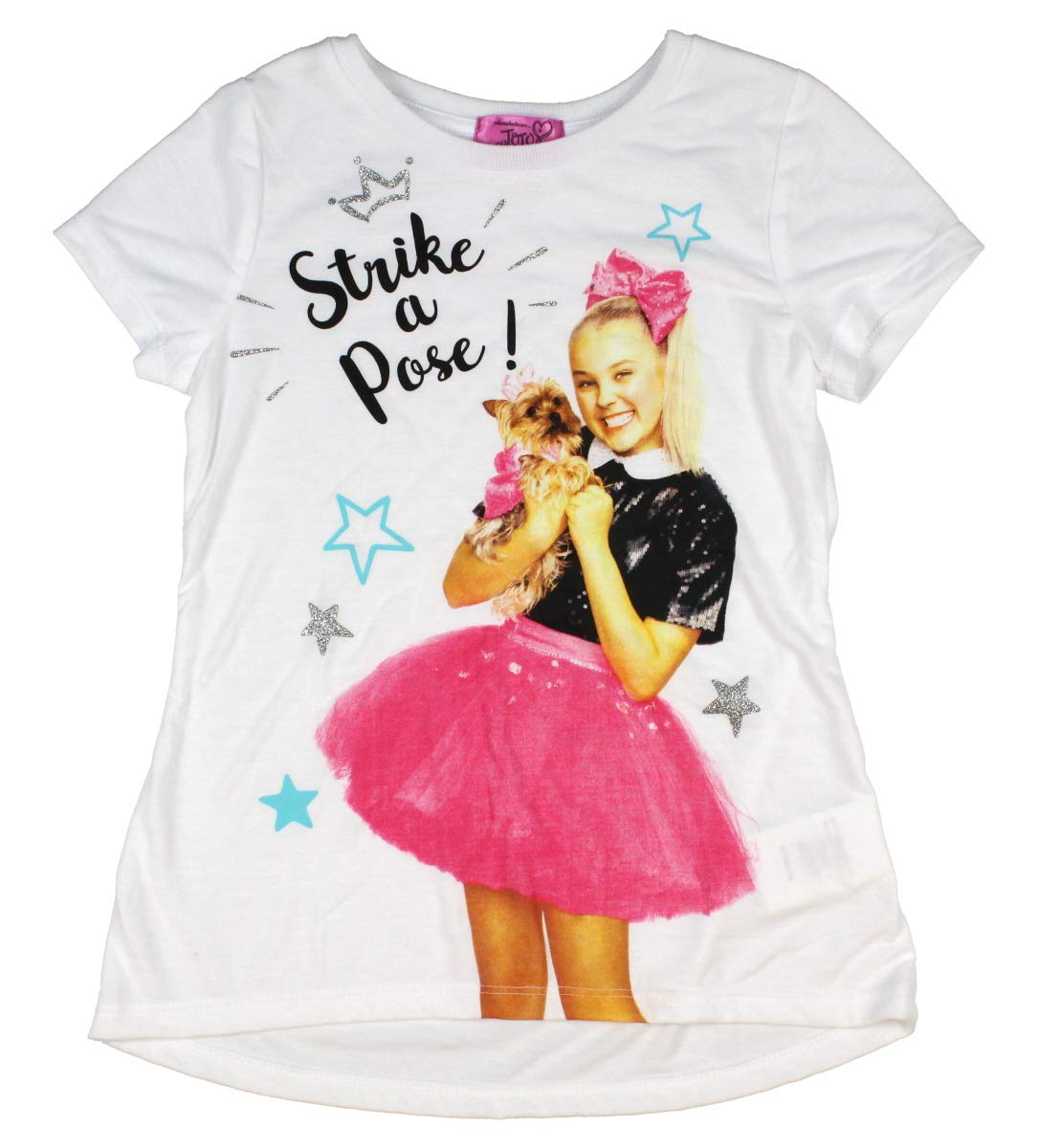 Seven Times Six JoJo's Closet Girls' Strike A Pose Glitter Accent Shirt | Trendy Sparkle Top for Kids' Dance Performances & Birthday Parties