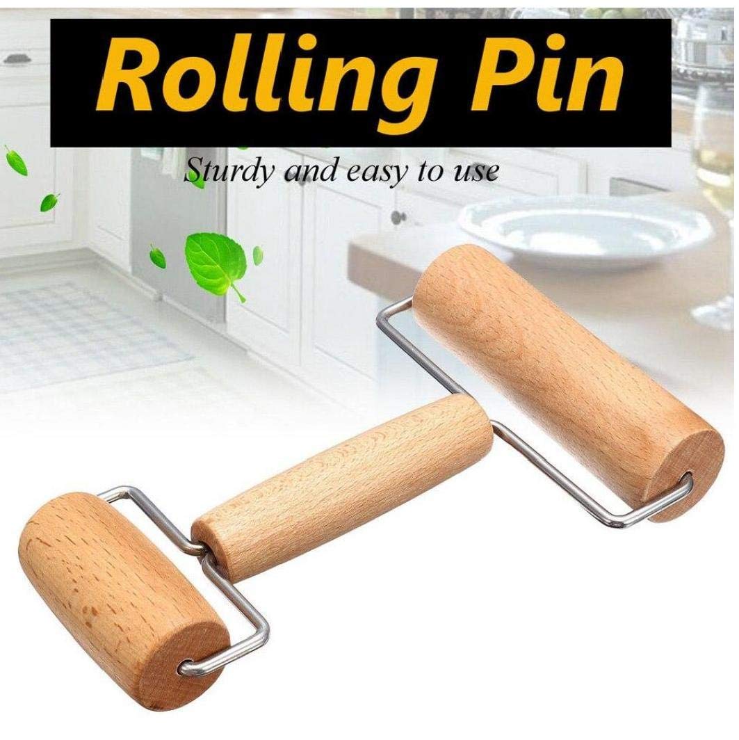 Wooden Double-Sided Dough Rolling Pin for Bread, Pastry, Pie & Pizza Baking - Perfect for Home Kitchens & Professional Bakeries