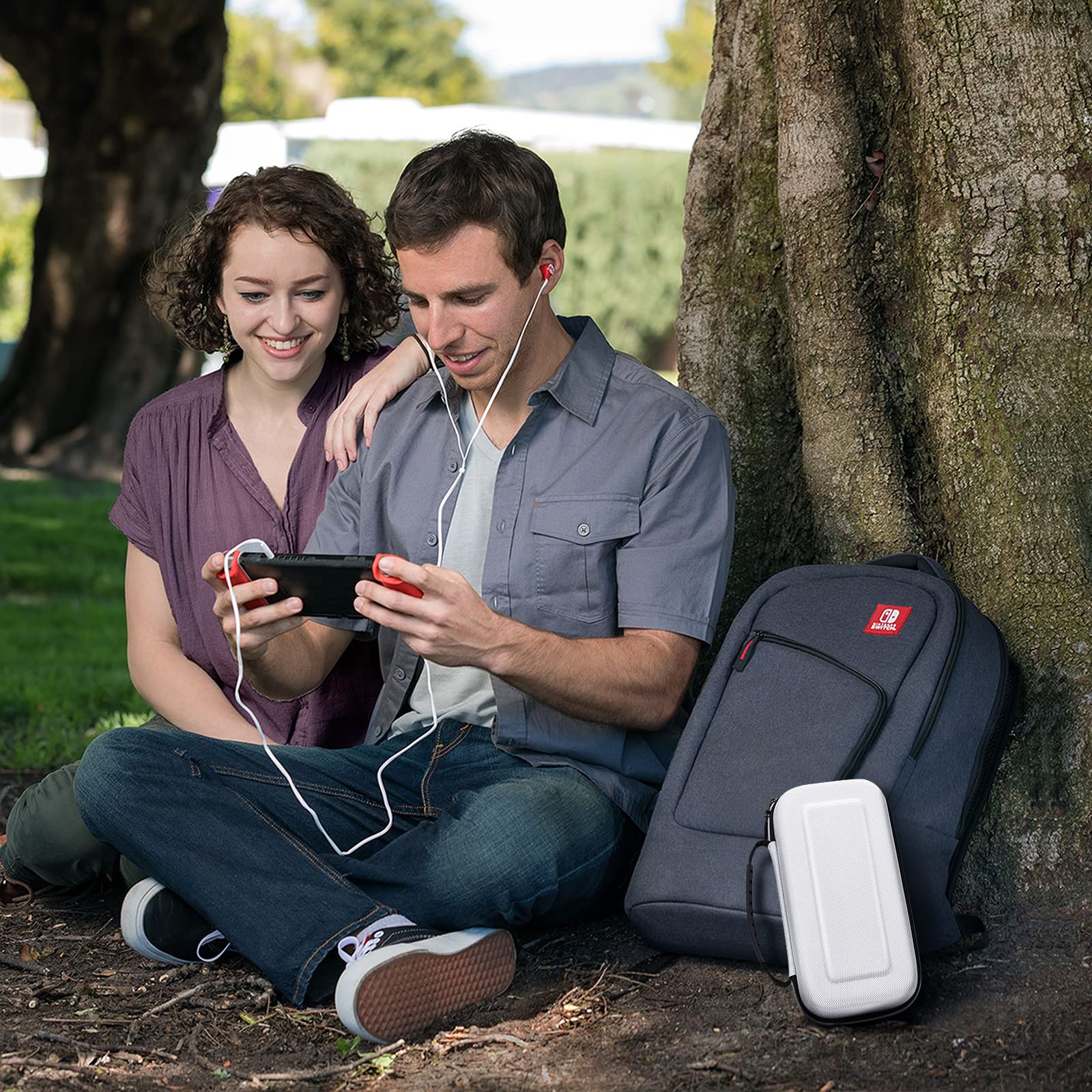 Benazcap Hard Shell Travel Carrying Case for Nintendo Switch & Switch OLED - Protective Storage Pouch with 10 Game Slots | Shockproof Design for Console & Accessories | Perfect for Travel, Commuting & Gaming On-The-Go (White)
