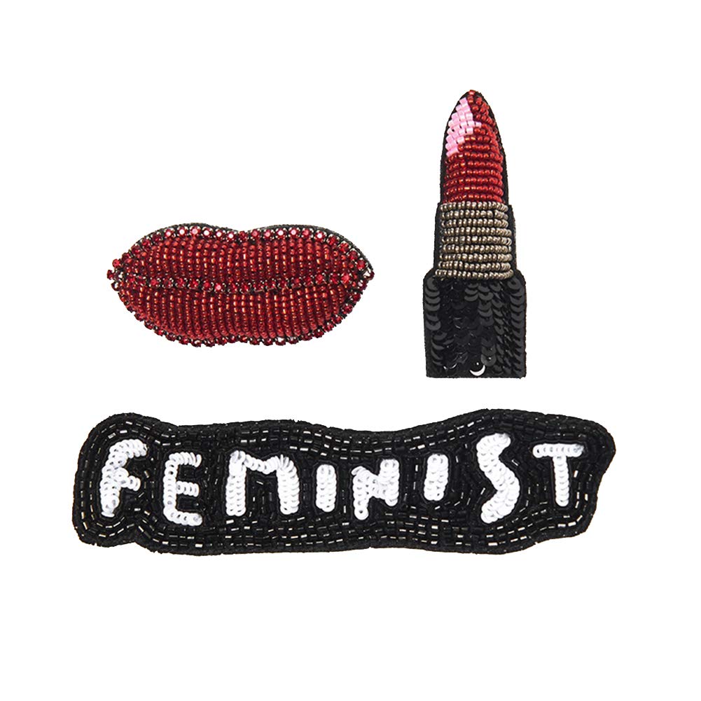 MIIAOPAI Unique Lipstick Lips & English Word Brooch Set - 3-Piece Women's Fashion Pin for Suit, Coat, Shawl & Clothing Accessories | Perfect for Office, Party & Everyday Wear