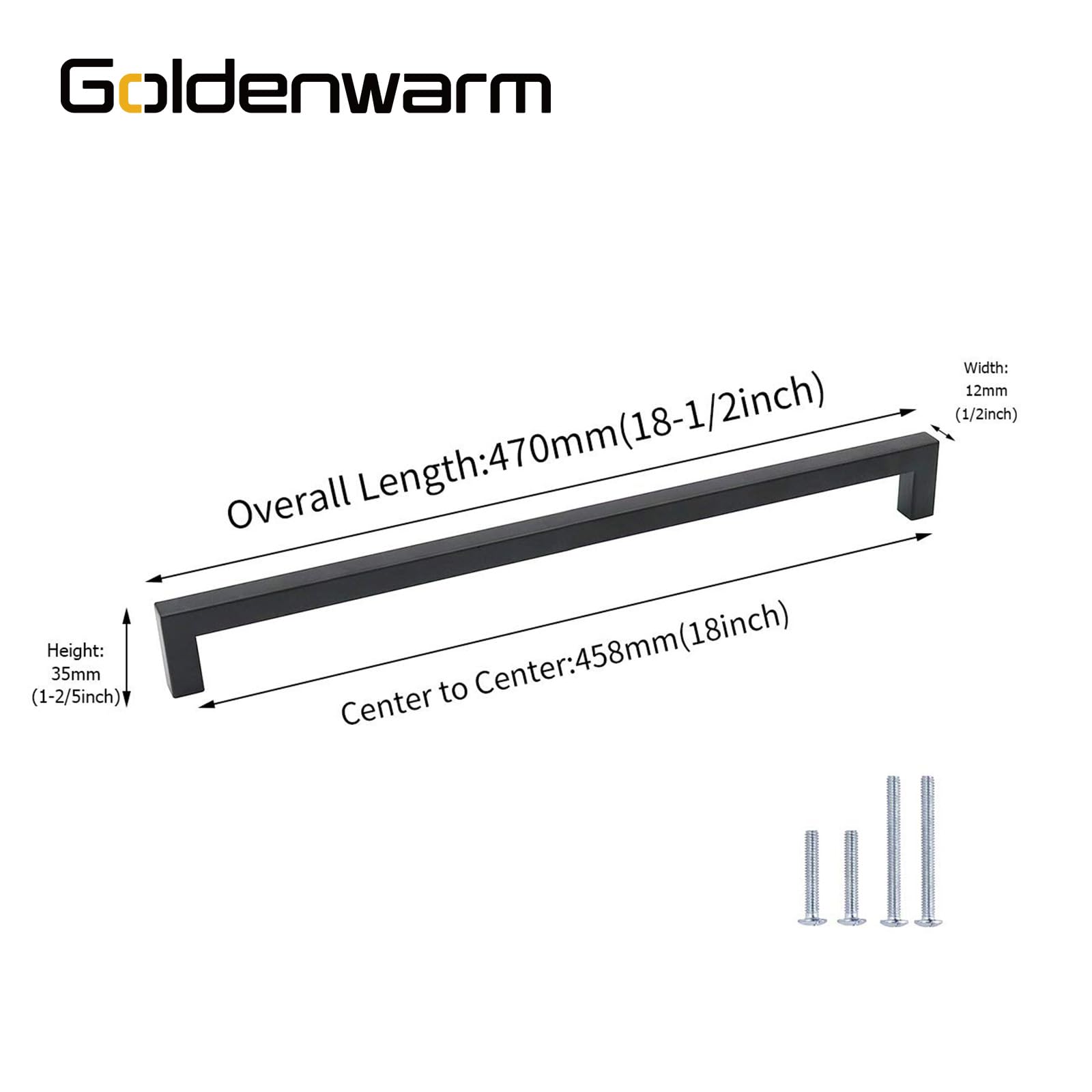 35 Pack Matte Black Cabinet Pulls - 18 Inch Center to Center Modern Kitchen & Closet Door Handles - LSJ12BK458 - Durable Black Drawer Hardware for Cabinets, Dressers & Furniture Organization