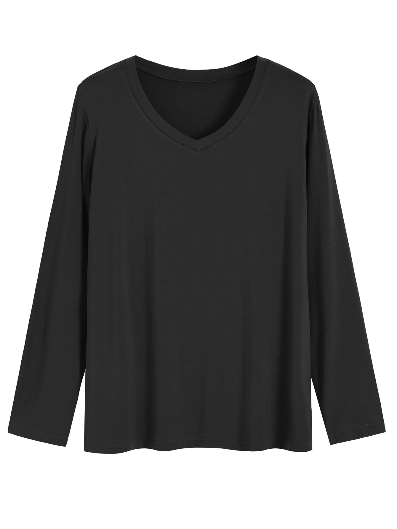 Women's Viscose Long Sleeve Sleep T-Shirt - Soft V-Neck Pajama Top for Women - Sizes S to 3X - Comfortable Nightwear for Lounge, Travel & Relaxation