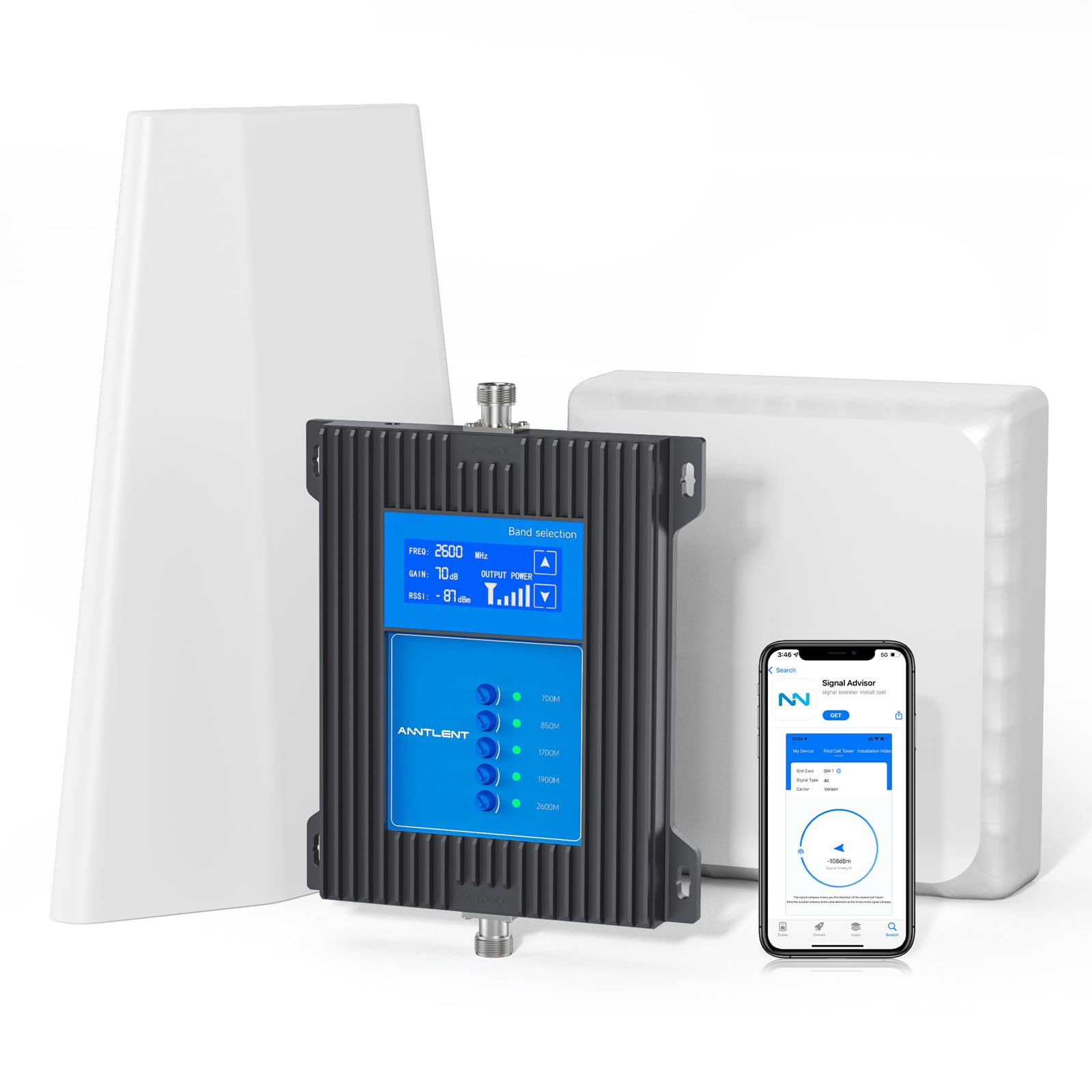 5G 4G LTE Cell Phone Signal Booster for Home & Cottage - Supports Band 66/4/25/2/5/7/12/17 & All Canadian Carriers | Up to 5,500 sq ft Coverage | APP Adjustable with LCD Display | ISED Approved | Perfect for Rural Areas, Basements & Remote Cabins