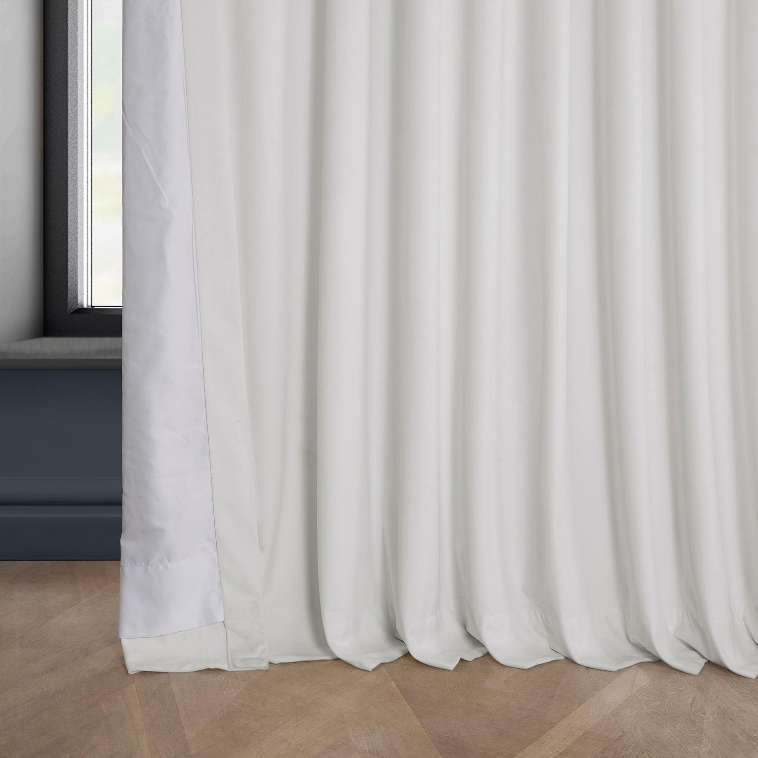 Extra Wide Plush Velvet Blackout Curtains - White Thermal Insulated Drapes for Bedroom & Living Room | Noise Reducing, Light Blocking Window Treatments for Home Decor