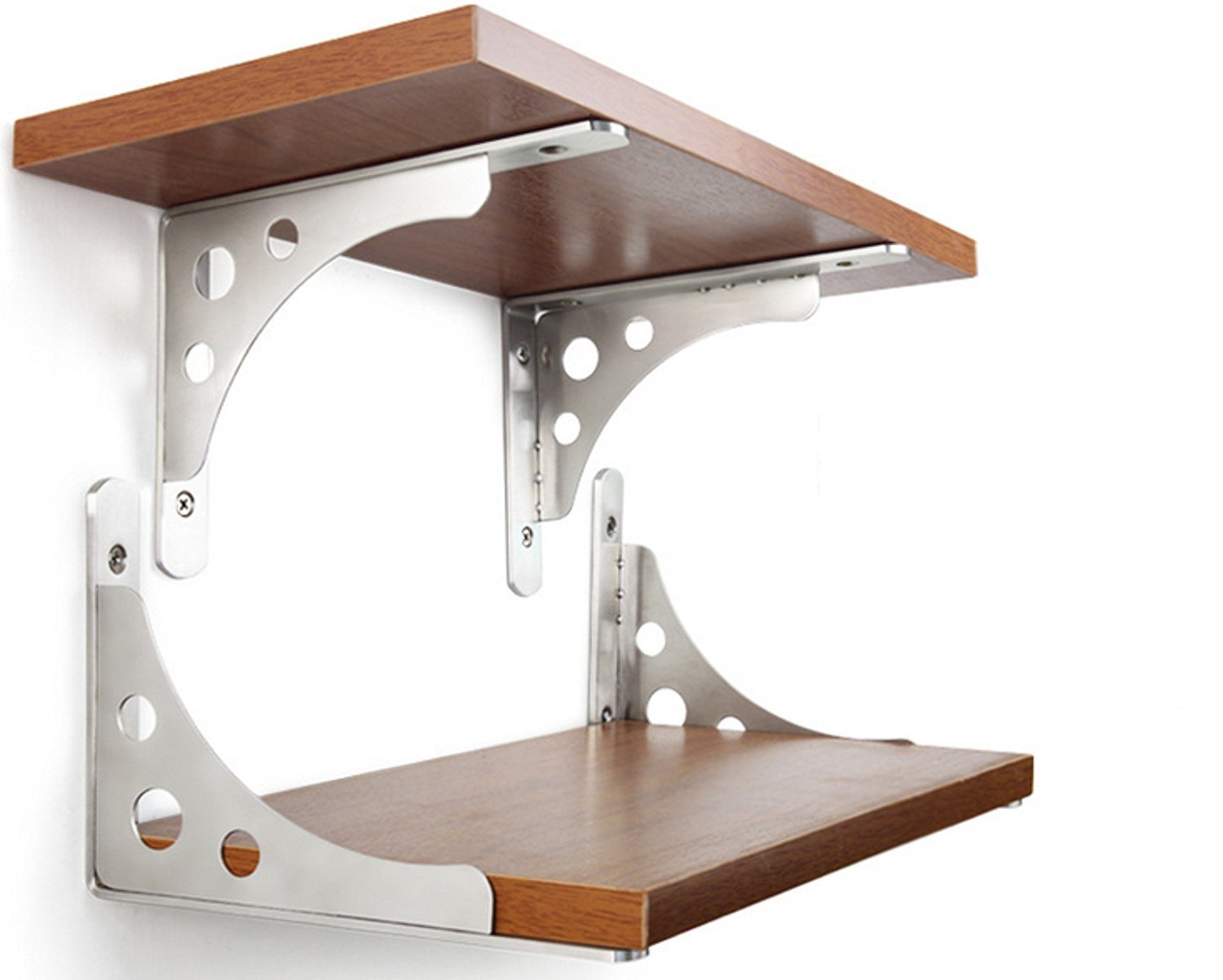 SWONVI 304 Stainless Steel Heavy Duty L-Shaped Shelf Bracket - 6 x 4 Inch Corner Brace for Wall Mounting - Decorative Support for Liquor Shelves, Kitchen Cabinets & Floating Shelves (2 Pack) - Perfect for Home Bar, Wine Storage & DIY Furniture Projects