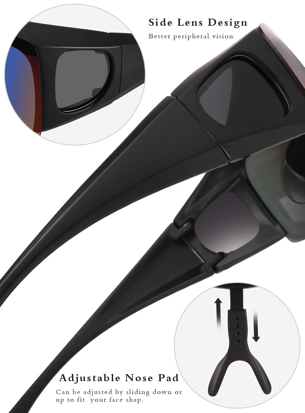 Polarized Flip-Up Over Glasses Sunglasses for Men & Women - UV Protection, Anti-Glare, Lightweight Design - Perfect for Driving, Fishing & Outdoor Activities