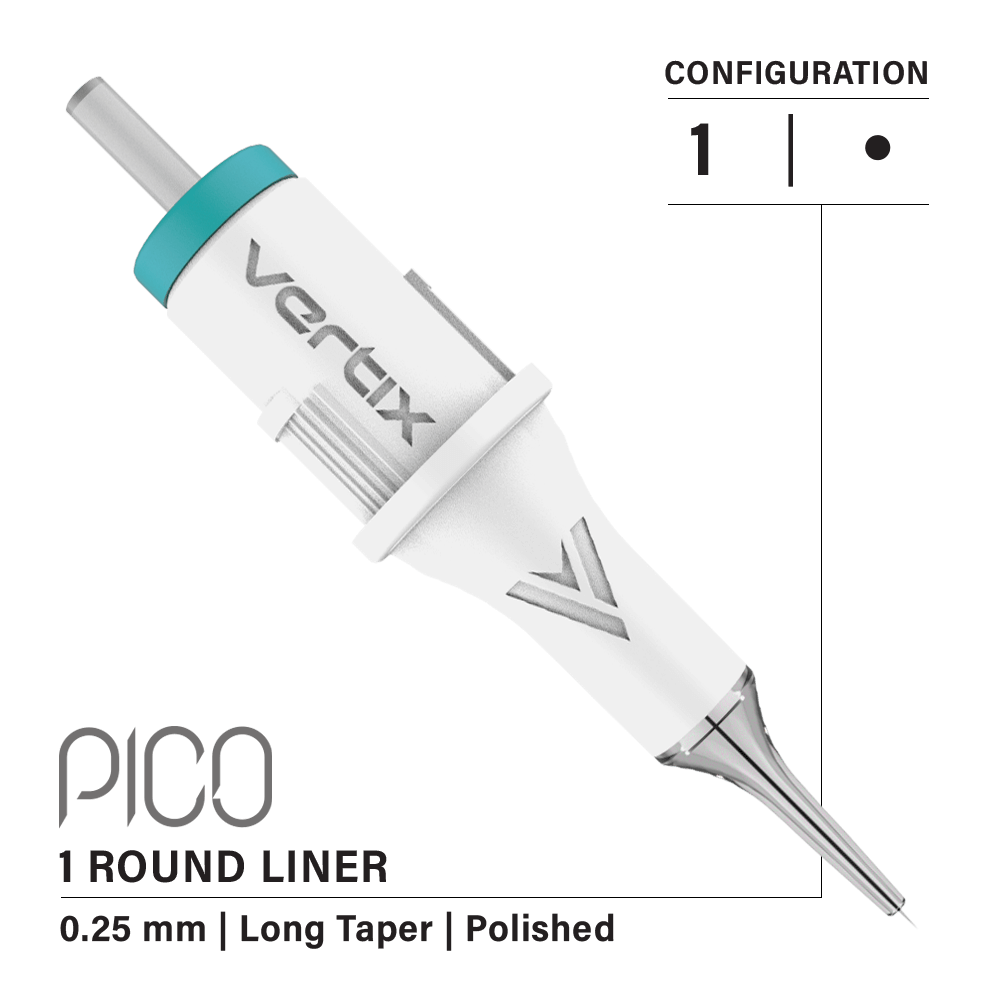Vertix Pico Round Liner Tattoo Machine - Professional Rotary Tattoo Pen for Artists | Perfect for Fine Lines, Detail Work & Small Tattoos | Home Studio & Professional Use