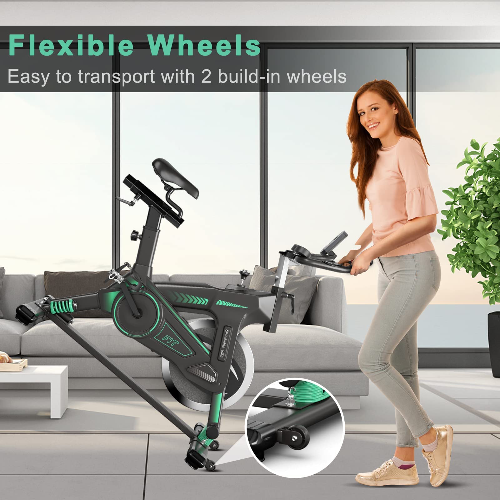 Goplus Indoor Cycling Bike - Adjustable Stationary Exercise Bike with LCD Monitor, Device Holder & Comfortable Seat - Home Gym Cardio Equipment for Weight Loss & Fitness Training - Perfect for Small Spaces & Apartment Workouts
