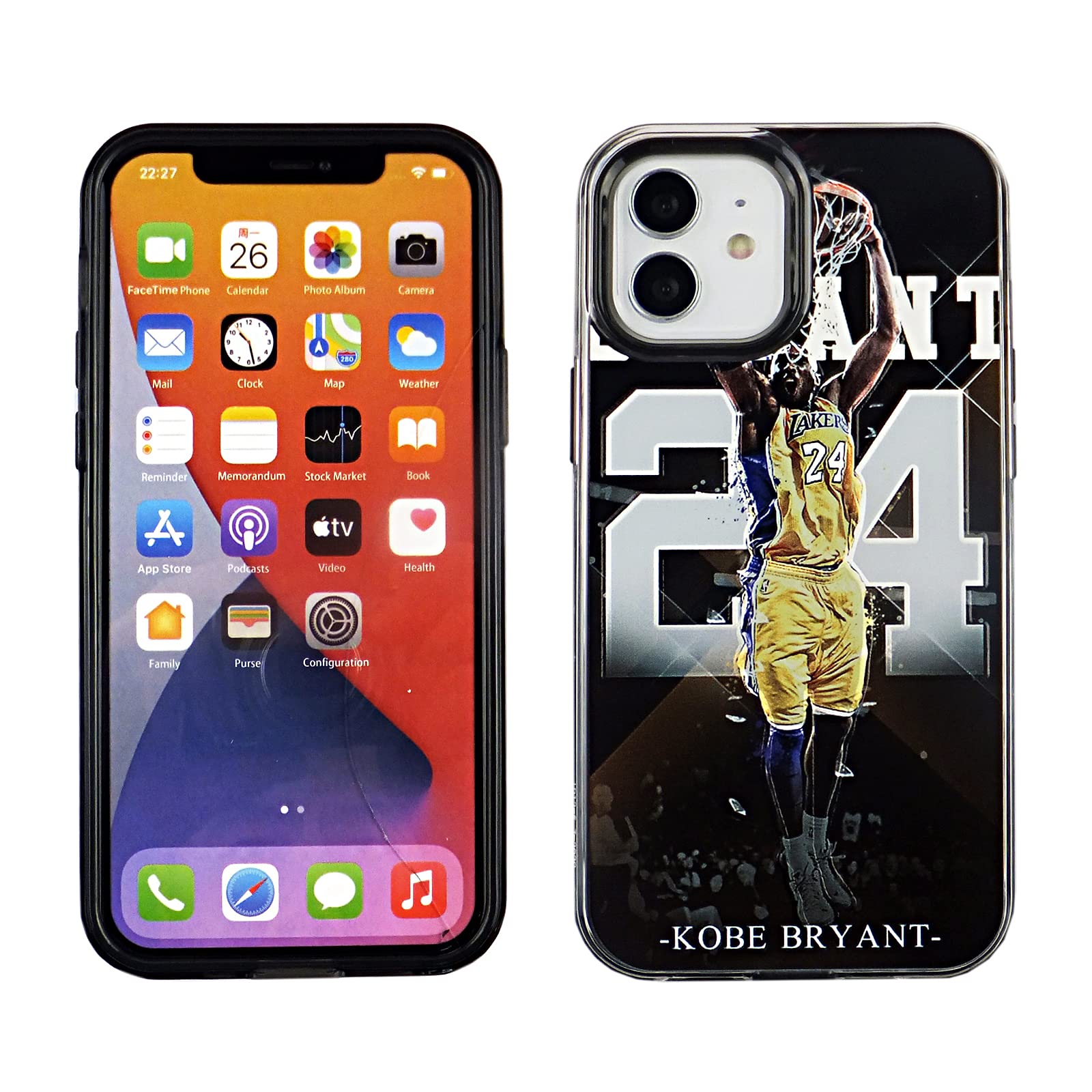 CASETERNITY PC+TPU Dual Layer Protective Case for iPhone 12 Mini 5.4 Inch - Slim Fit Shockproof Cover with Kobe Bryant 24 Design - Perfect for Daily Use, Sports & Travel Protection