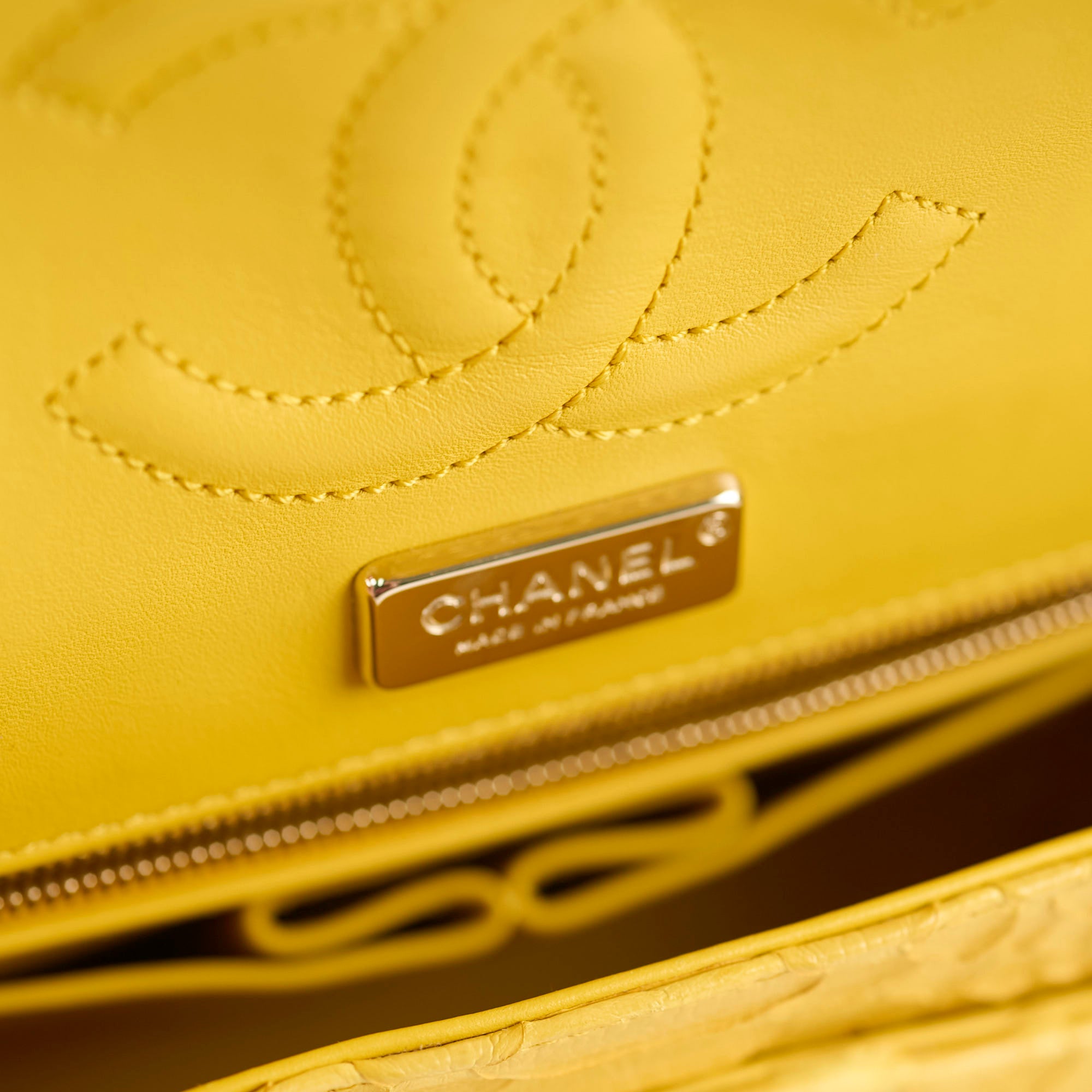 Chanel Python Leather Medium M/L Classic Flap Bag Yellow Series 22 - Luxury Designer Handbag for Women, Perfect for Parties, Weddings & Special Occasions