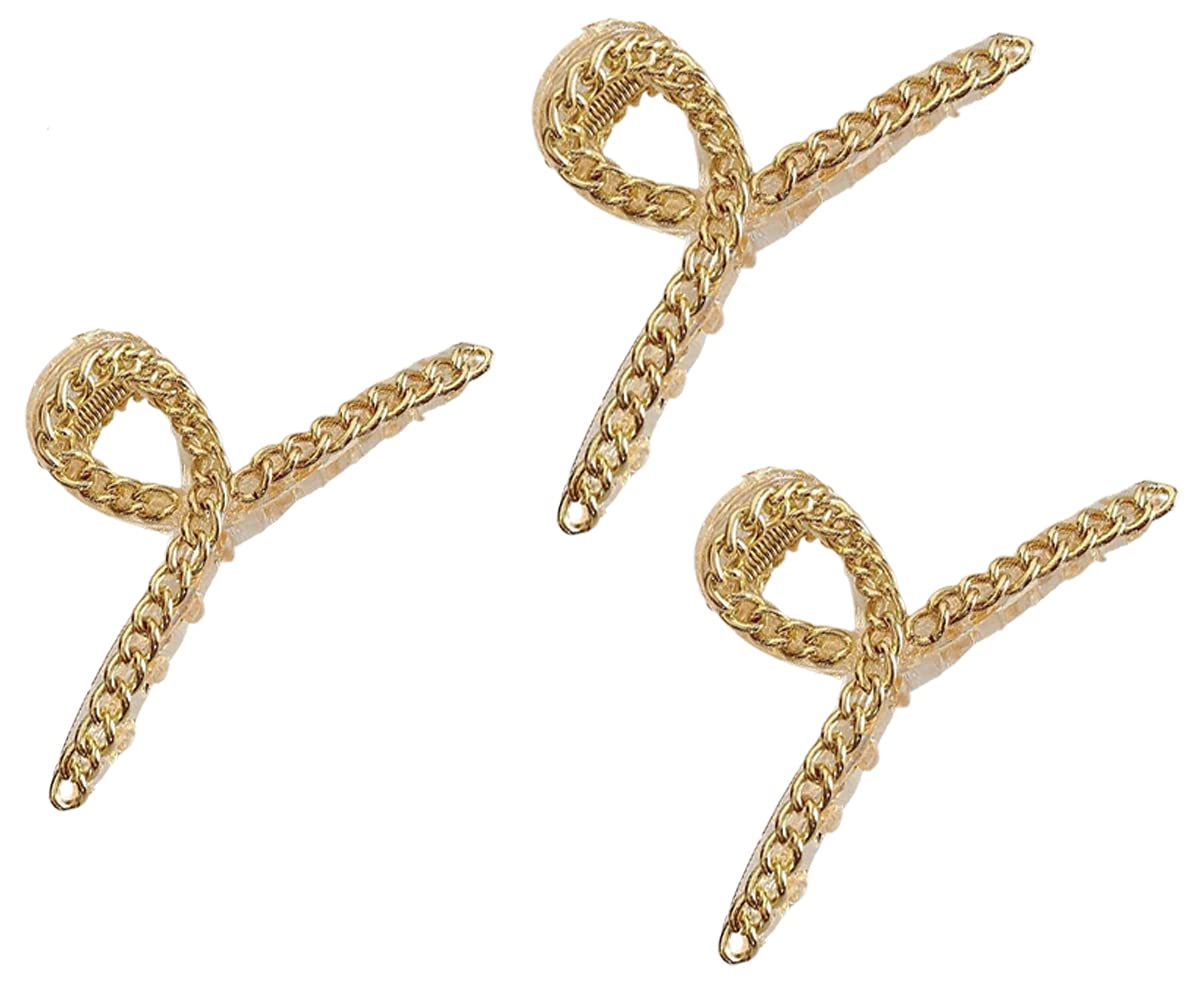 STYLEDOSE Large Gold Plastic Hair Clips for Women - 10/4cm Non-Slip Strong Jaw Hair Claw Clips - Fashion Hair Accessories for Women & Girls (Pack of 3) - Perfect for Updos, Ponytails & Everyday Styling