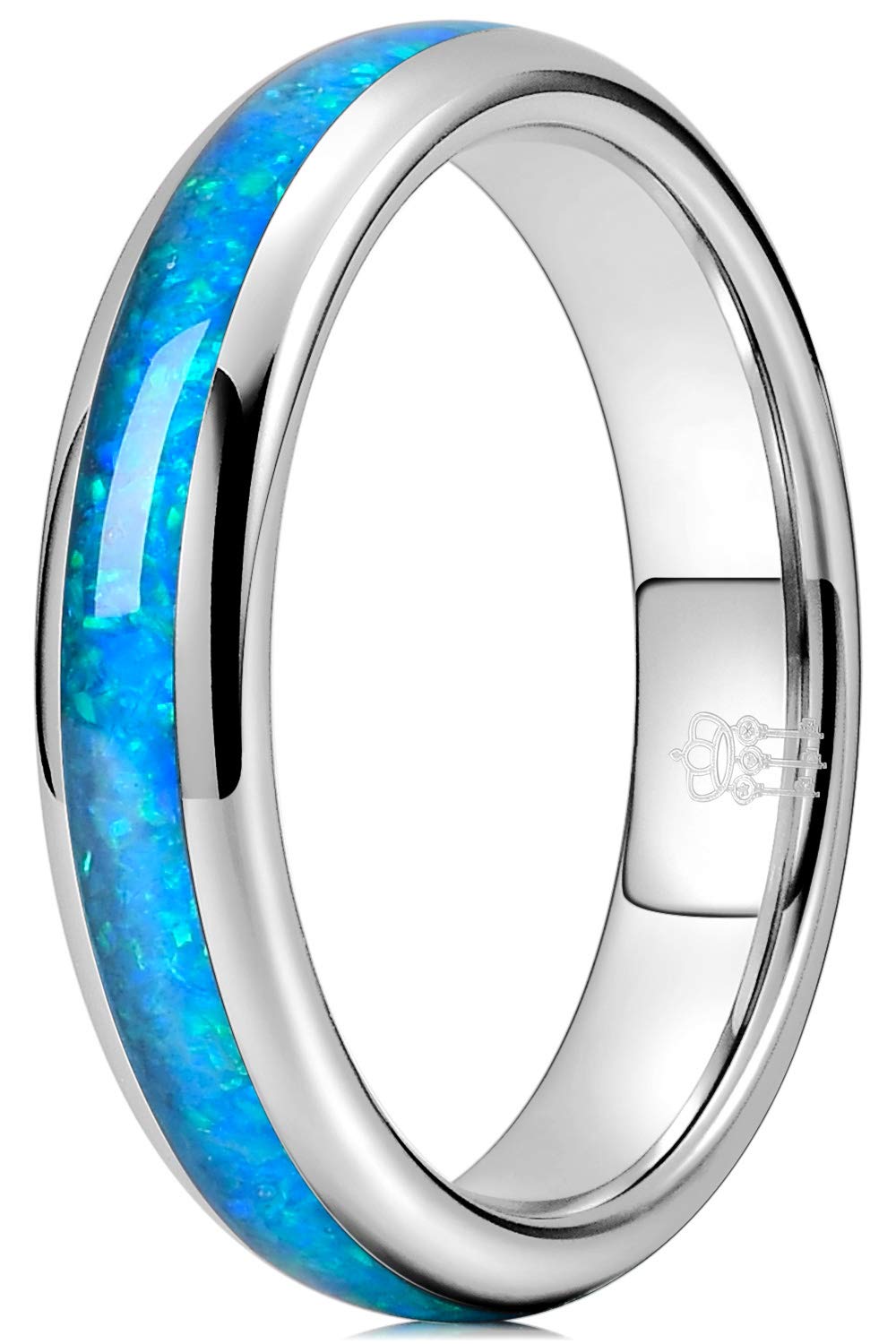 4mm White Created Opal & Shell Rose Gold Tungsten Rings for Women – Elegant Engagement & Wedding Bands | Perfect Anniversary Gift for Her | Ideal for Proposals, Vow Renewals & Special Occasions