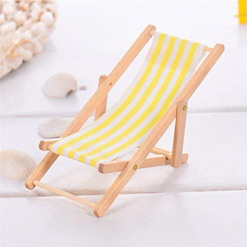 3-Piece 1:12 Scale Miniature Foldable Wooden Beach Chairs - Red & Blue Striped Mini Deck Chairs for Dollhouse, Model Displays, Indoor & Outdoor Decor - Perfect for DIY Scenes, Photography Props, and Miniature Collectors