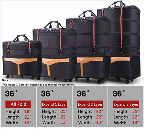 **Ailouis 36 Inch Expandable Extra Large Wheeled Travel Duffel Bag - Black - Perfect for Air Travel, Camping & Long Trips**