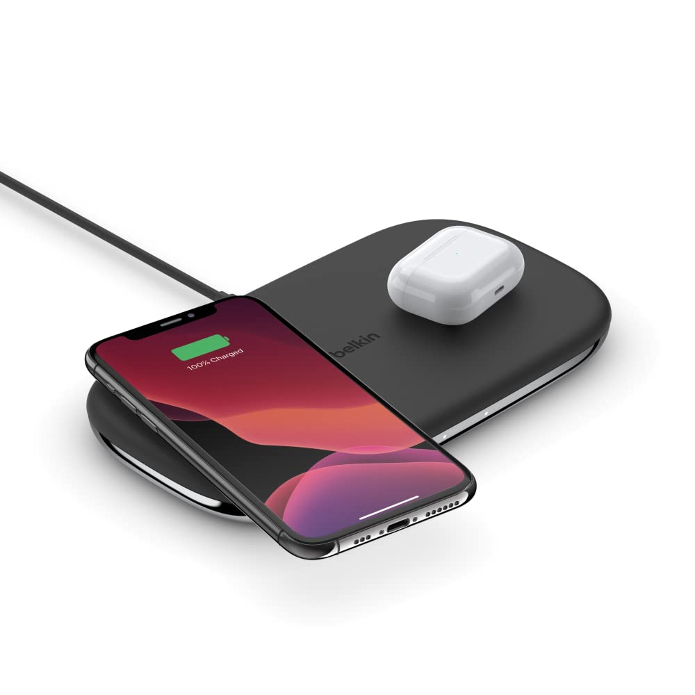 Belkin TrueFreedom Pro 10W Qi-Certified Wireless Charging Pad - Fast Wireless Charger for iPhone 15/14/13, Samsung Galaxy S23/S22, AirPods Pro & Qi-Enabled Devices - Universal Charging Station for Home, Office & Nightstand - Sleek Black Design