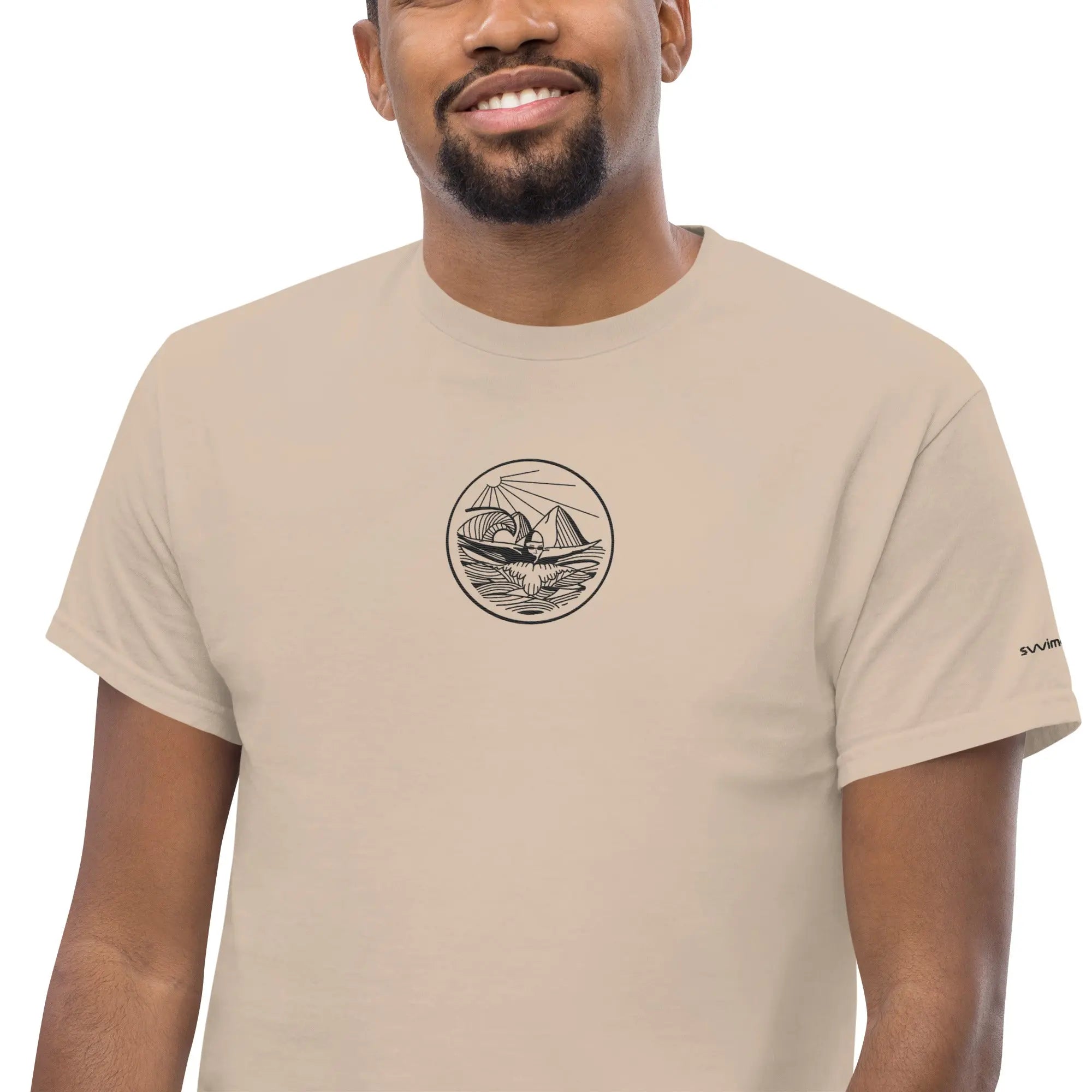 Designer Mountain Swimmer Graphic T-Shirt - Unisex Casual Tee for Men & Women | Perfect for Outdoor Adventures, Beach Trips, and Streetwear Fashion