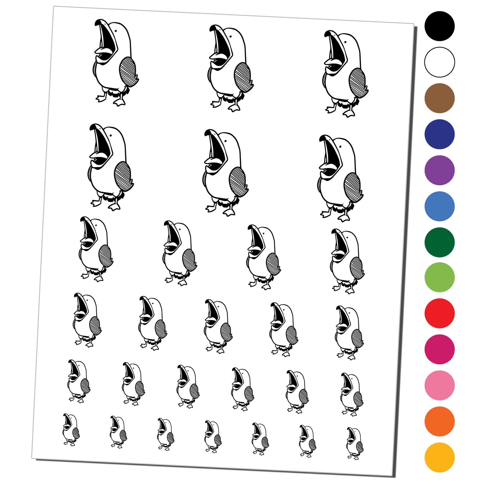 Waterproof Fake Temporary Tattoo Set - Noisy Seagull Bird Design with Open Mouth - Black Body Art (1 Sheet) | Perfect for Beach Parties, Costume Events & Summer Fun
