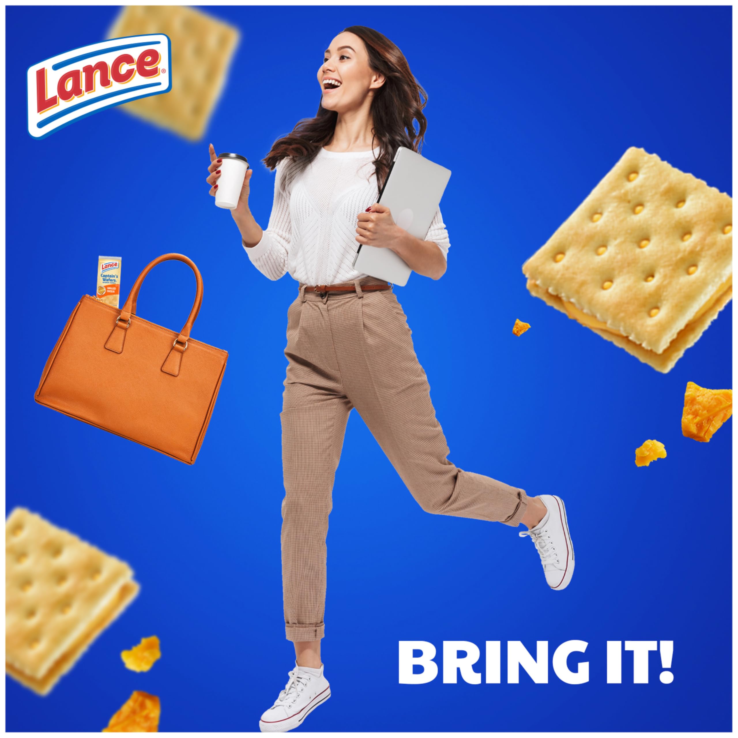 Lance Sandwich Crackers - Captain's Wafer Grilled Cheese Flavor (10 Packs, 6 Sandwiches Each) | Crunchy Snack for Lunch Boxes, Road Trips & Office Breaks
