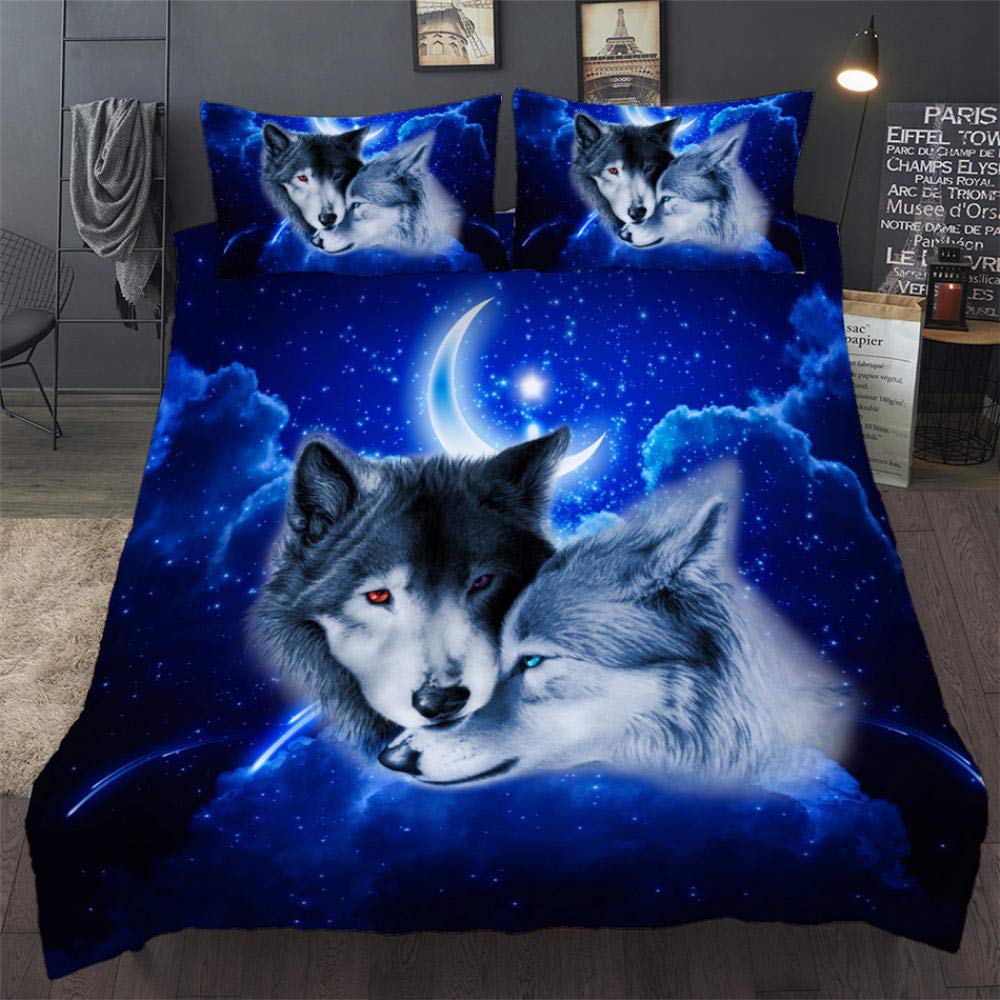 Premium Grey Wolf Twin Duvet Cover Set - Ultra Soft Microfiber Bedding for Kids with Zipper Closure | Breathable & Skin-Friendly Comforter Cover 68