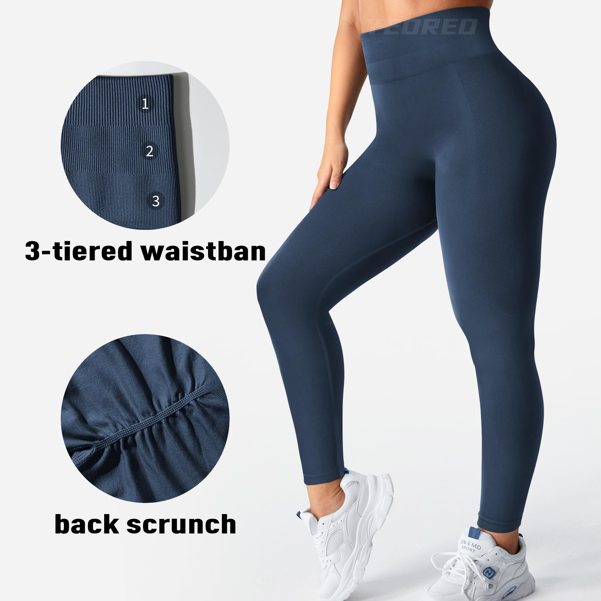 YEOREO Women's Seamless Scrunch Butt Lifting Leggings - High Waisted Gym Workout Yoga Athletic Pants for Running, Training & Everyday Wear