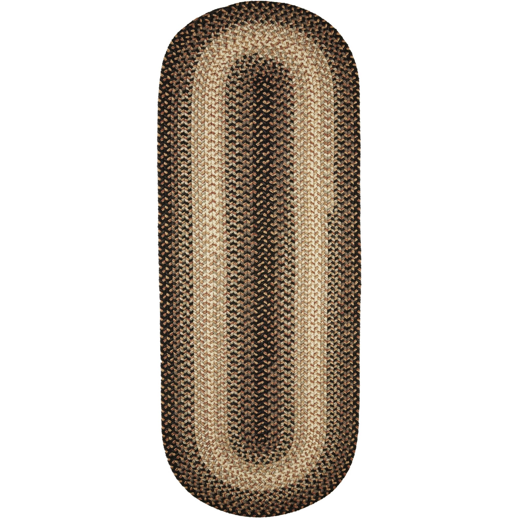 Super Soft Braided Oval Area Rug 2'x4' - Black/Gray/Gold Woven Indoor Outdoor Rug for Hallway, Living Room & Patio - Hartford Primitive Decor Carpet Runner
