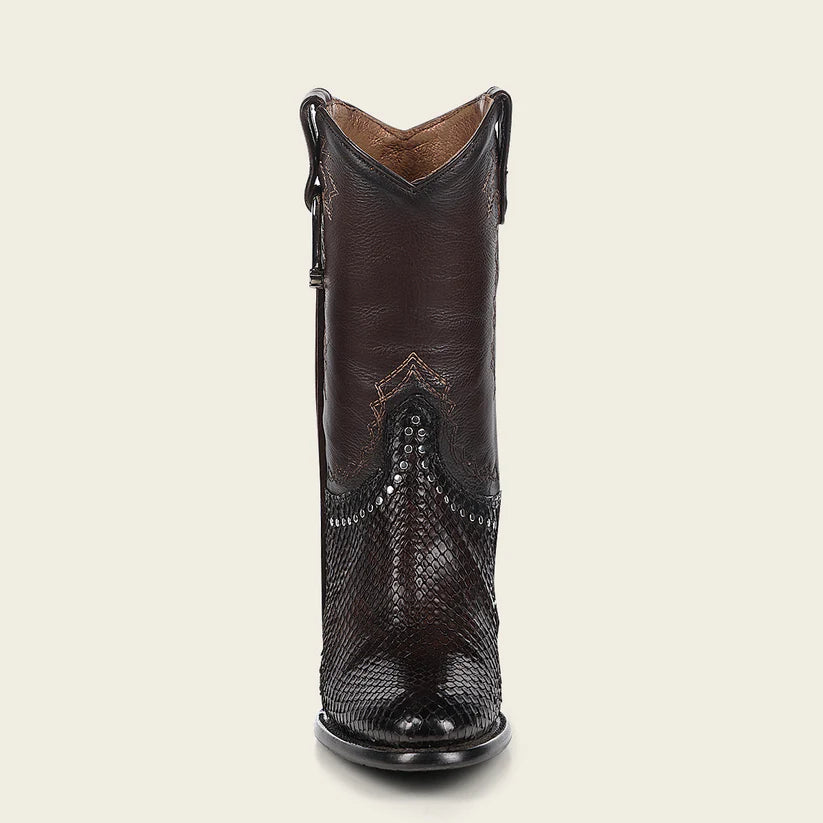 Women's Cuadra Chocolate Western Cowgirl Python Skin Ankle Boots - Stylish & Comfortable for Country Dancing, Rodeo Events & Casual Outfits