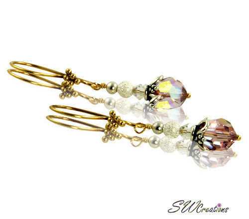 Lavender Crystal Silver Gold Earrings for Women - Elegant Dangle Earrings for Party, Wedding & Everyday Wear
