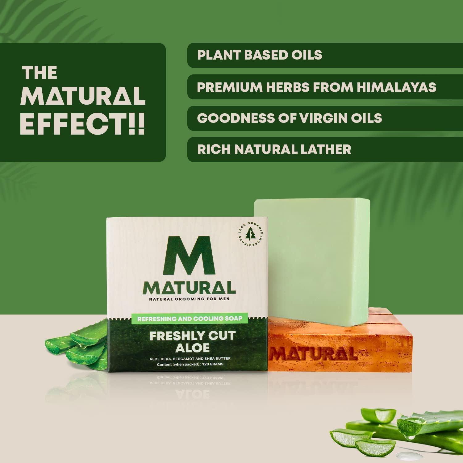 All Natural Handmade Bar Soap for Men & Women - Fresh Aloe Vera, Bergamot & Shea Butter (120g) | Moisturizing & Gentle Cleansing for Daily Skincare Routine