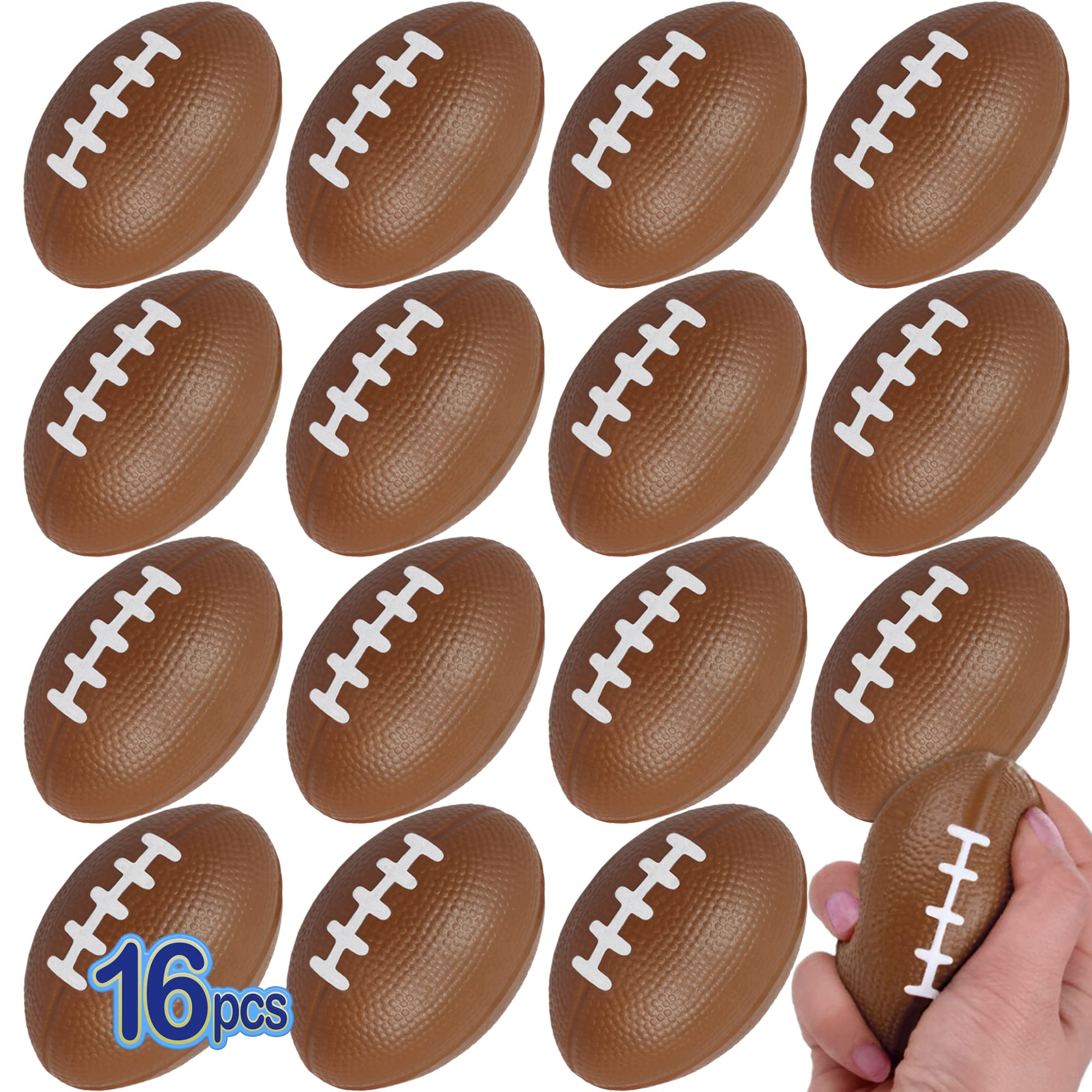 AnapoliZ Mini Foam Footballs 16 Pack - 3.25 Inch Soft Stress Balls for Party Favors, Game Day Decorations & Bulk Sports Toys | Perfect for Football Themed Parties, Tailgating, Office Stress Relief & Kids Play | Small Foam Football Bulk Pack