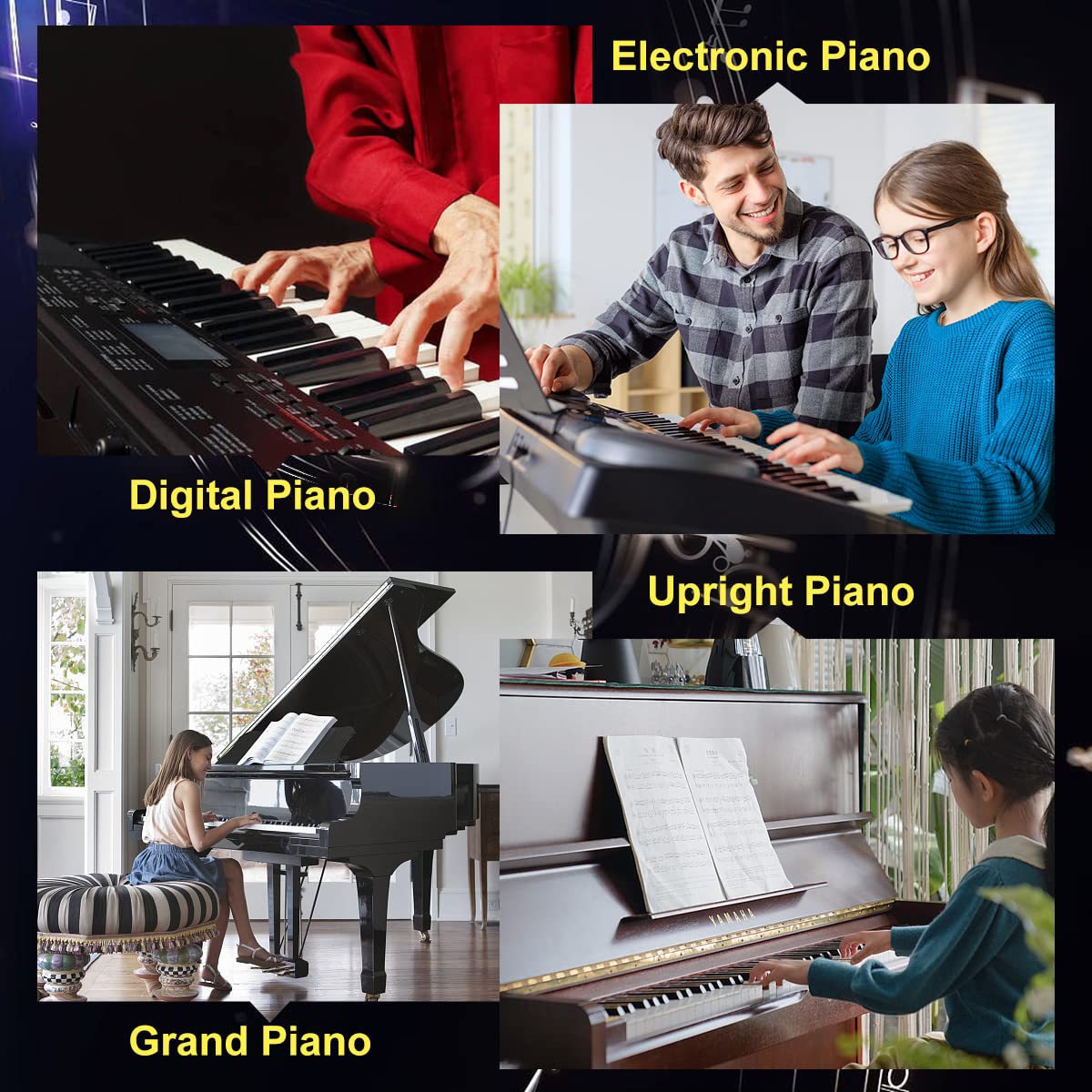 Vitoler 88-Key Silicone Piano Keyboard Stickers - Black with Letter Print for Sheet Music & Alphabet Learning | Perfect for Beginners, Music Teachers & Home Practice