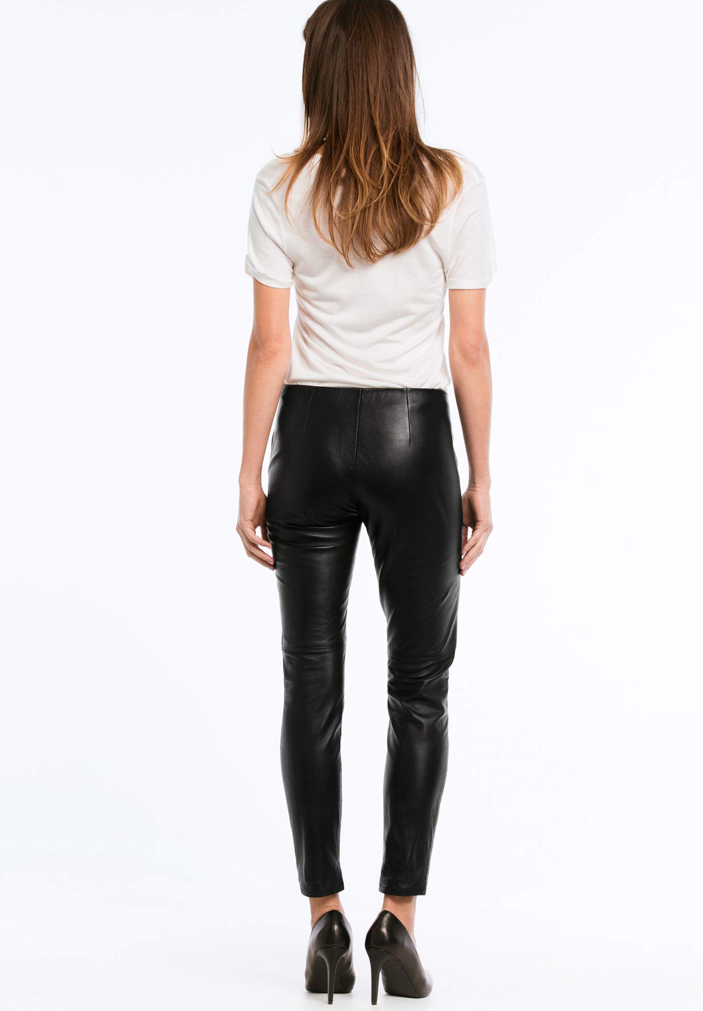 Ellos Women's Plus Size Skinny Leather Pants - Stretch Faux Leather Pants for Women, High Waist Slim Fit Trousers - Perfect for Office, Night Out & Casual Wear