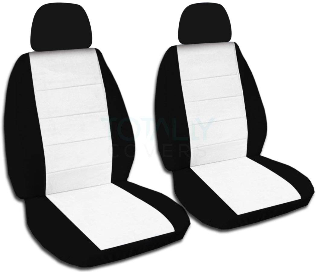 Premium Two-Tone Car Seat Covers - Black & White with 2 Headrest Covers | Universal Fit for Cars, Trucks, Vans, RVs & SUVs | 21 Color Options | Durable Protection & Stylish Upgrade for Daily Commute, Road Trips & Family Travel