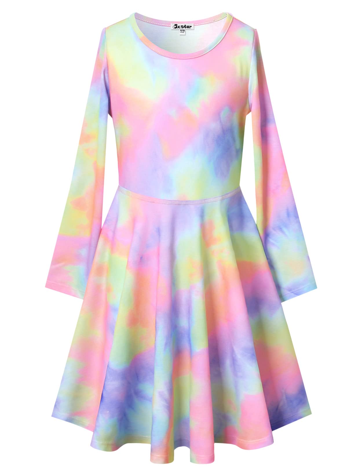 Jxstar Girls Long Sleeve Cotton Dresses for Kids - Soft & Comfortable Fall Winter Swing Twirl Outfits - Perfect for School, Parties & Holiday Photos