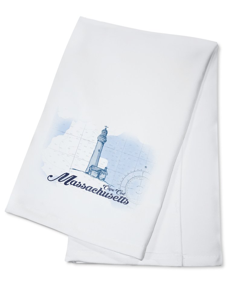 Blue Cape Cod Massachusetts Lighthouse Cotton Tea Towel - 100% Soft Absorbent Decorative Hand Towel for Kitchen, Bathroom & Coastal Home Decor