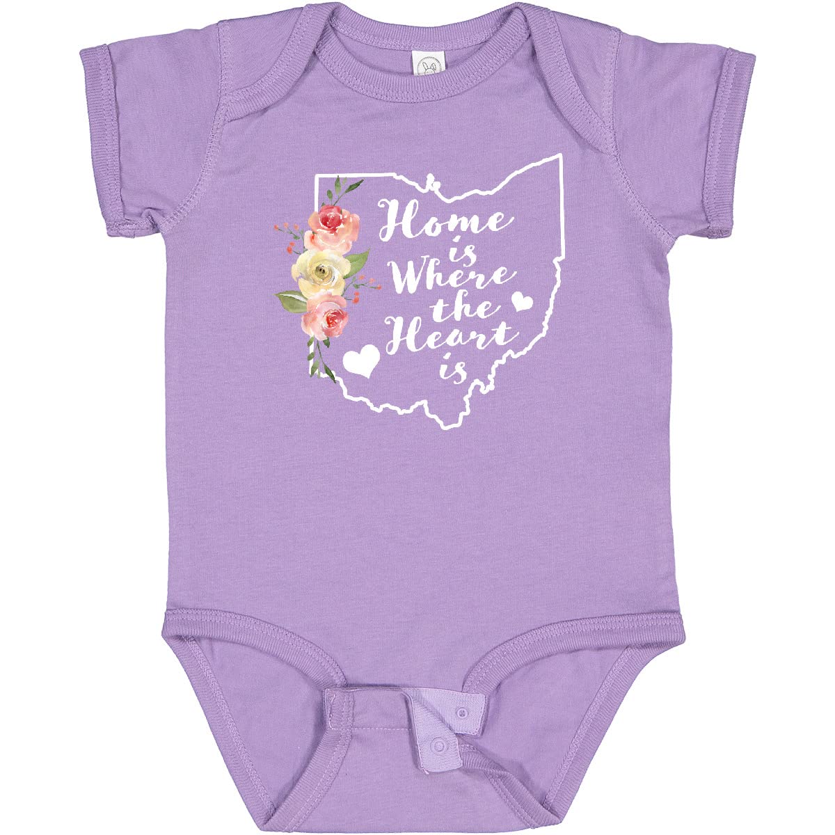 Inktastic Ohio Home is Where The Heart is Baby Bodysuit - Watercolor Floral Design for Newborns & Infants | Perfect for Family Photos, Baby Showers & Everyday Wear