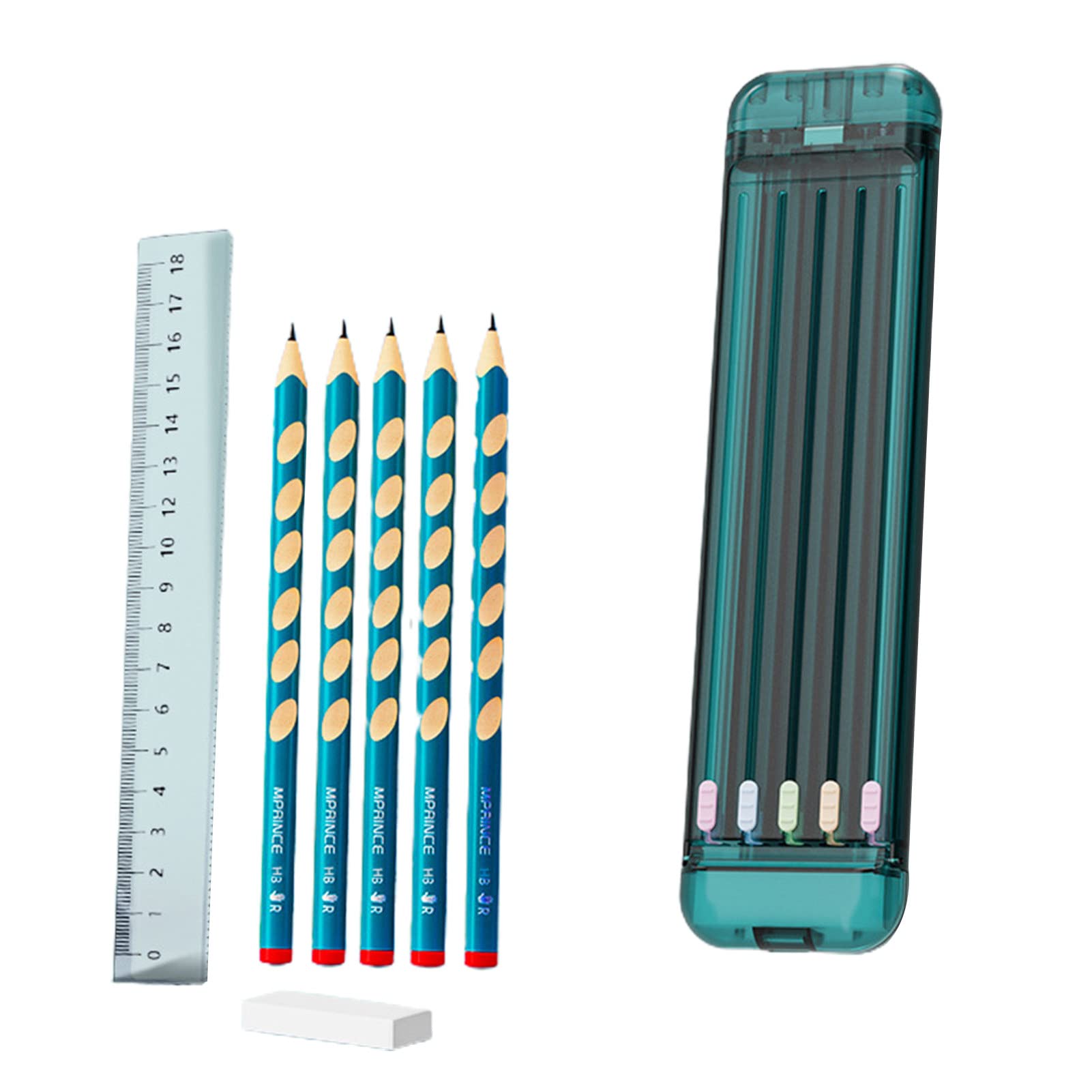 Grey990 8-in-1 Multifunctional School Pencil Case Organizer - Anti-Crack Storage Holder with Ruler & Eraser for Students - Perfect for Classroom, Homework, and Art Supplies Organization
