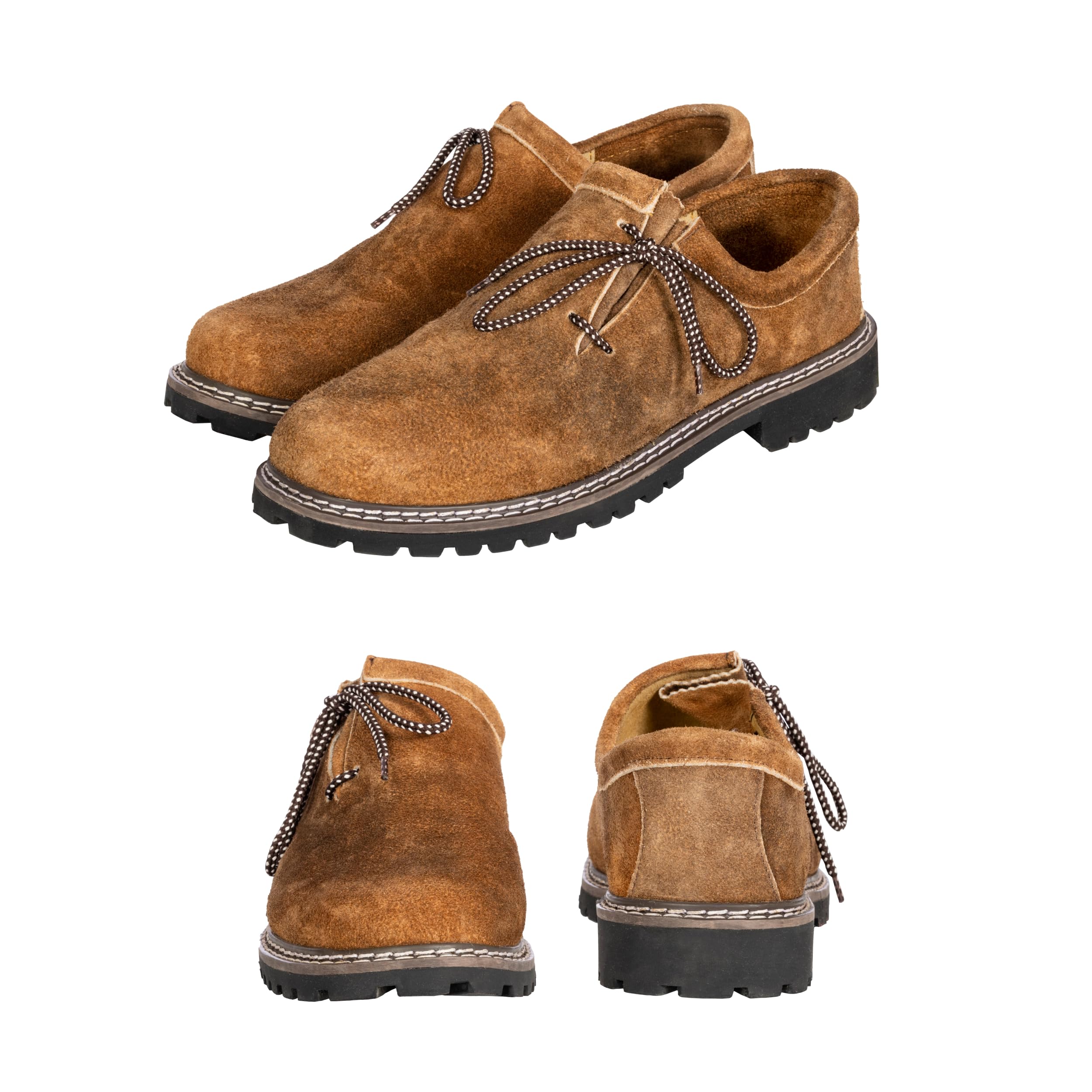 Authentic German Lederhosen Shoes - Genuine Leather Trachten Boots for Oktoberfest Outfit | Dark Brown Haferl Shoes for Bavarian Costume, Beer Festival & Traditional Events