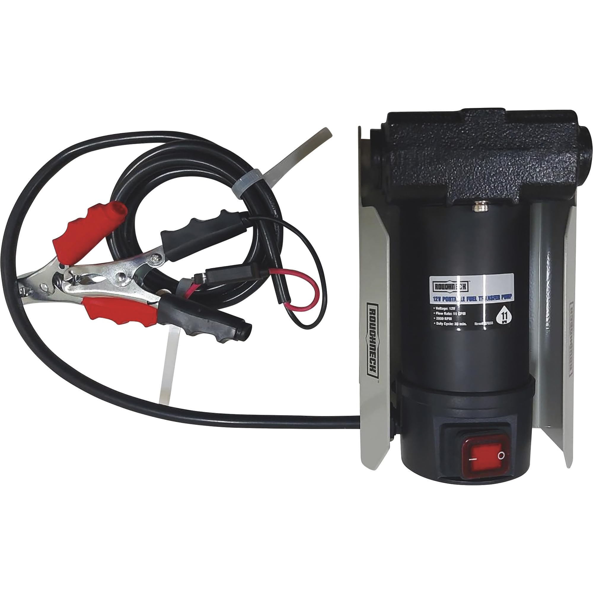Roughneck 12V Fuel Transfer Pump - 11 GPM High Flow, Manual Nozzle with 5ft Hose for Gasoline, Diesel & Kerosene | Perfect for Farm Equipment, Boat Fueling & Emergency Fuel Transfer
